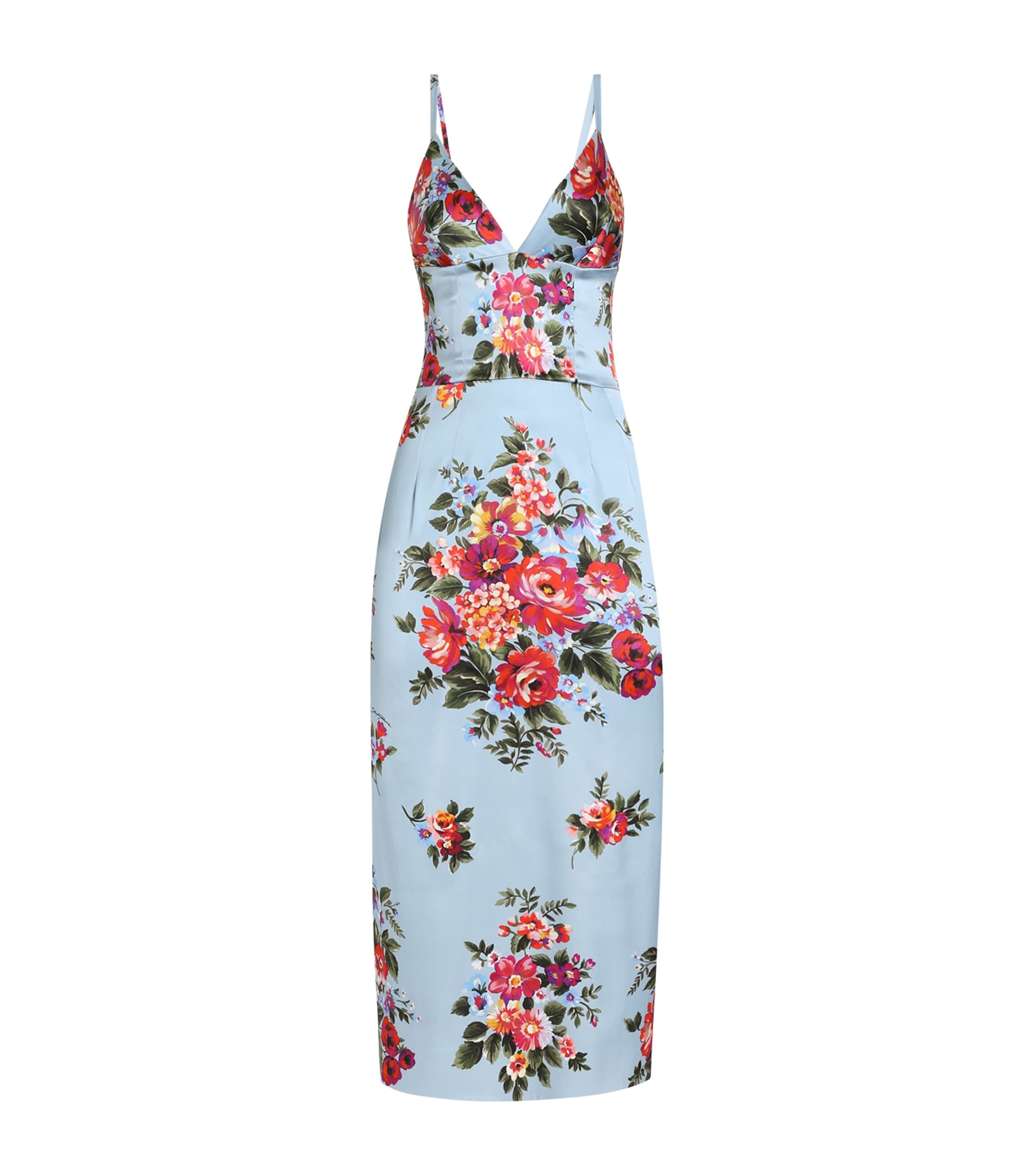 Dolce&Gabbana Womens Silk-Blend Floral Maxi Dress Mazz