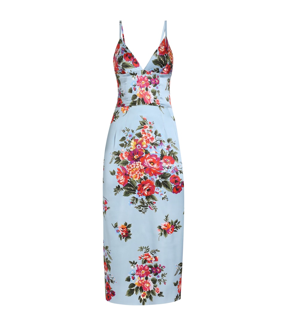 Dolce&Gabbana Womens Silk-Blend Floral Maxi Dress Mazz