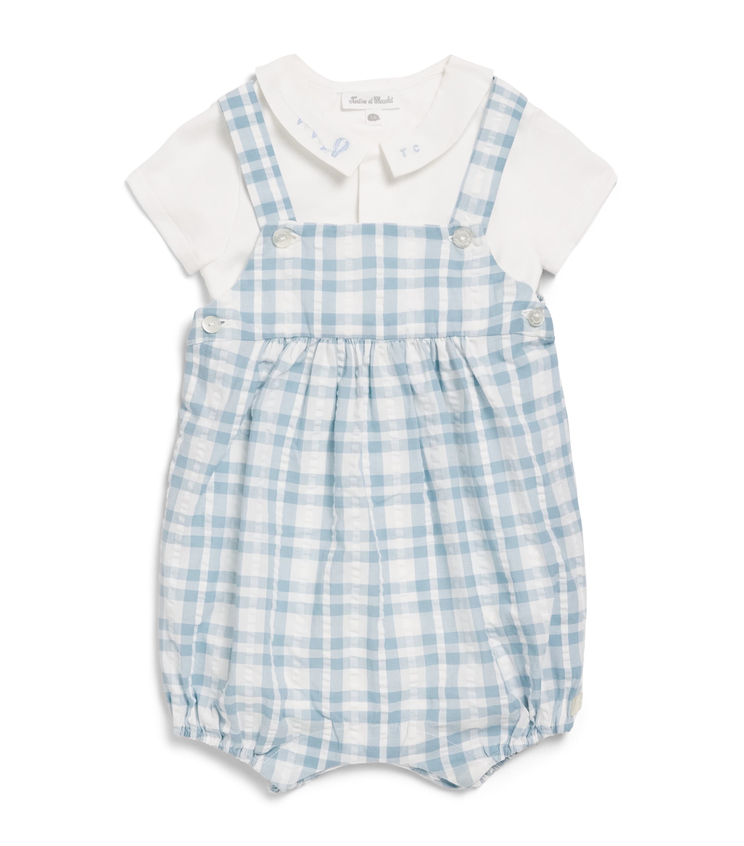 Cotton Check Dungarees and Bodysuit Set (0-18 Months)