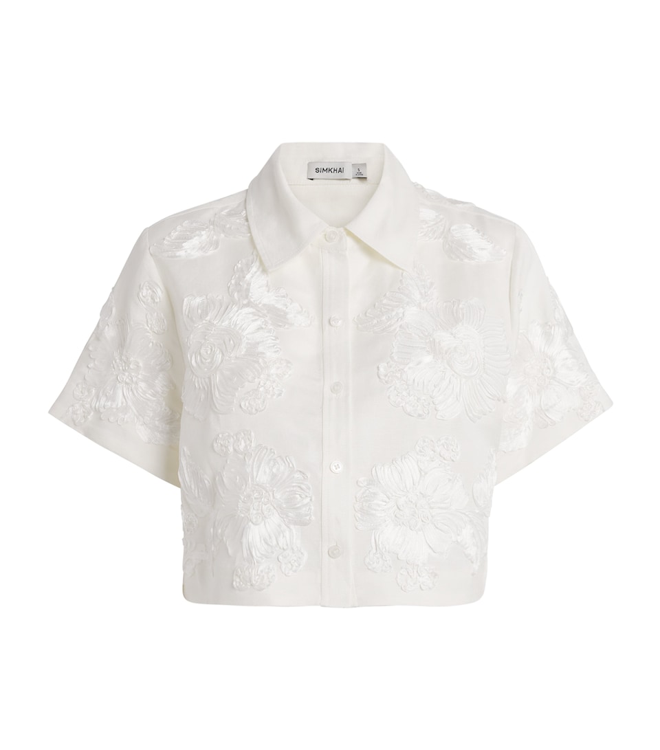 Linen-Blend Embroidered Callie Shirt