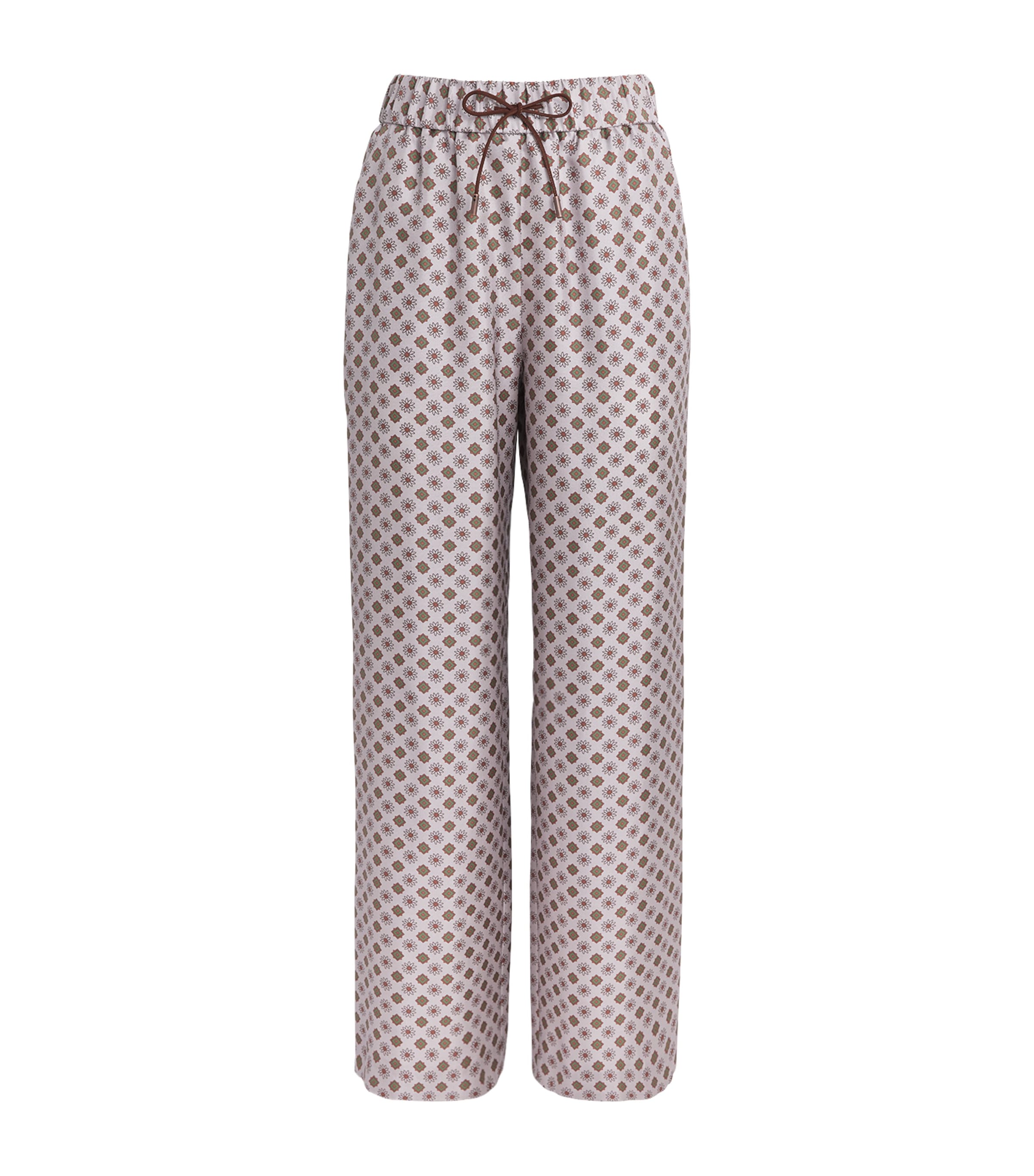 Colombo Womens Silk Printed Trousers Edelweiss Print