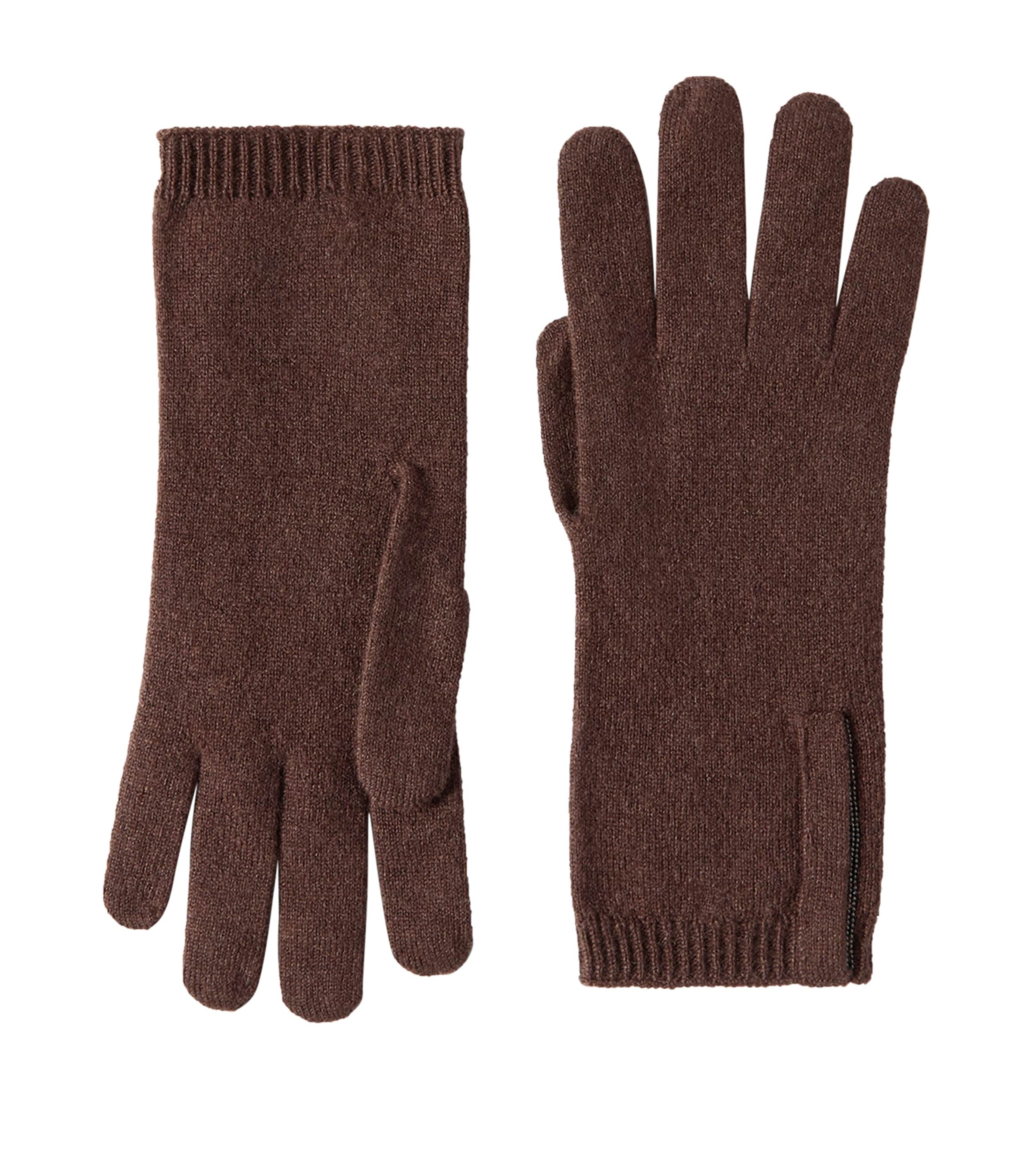 Brunello Cucinelli Cashmere Monili-Trim Gloves