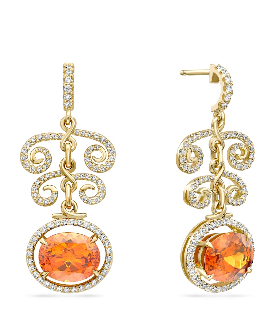 Yellow Gold, Diamond and Garnet A Family Journey Vienna Earrings