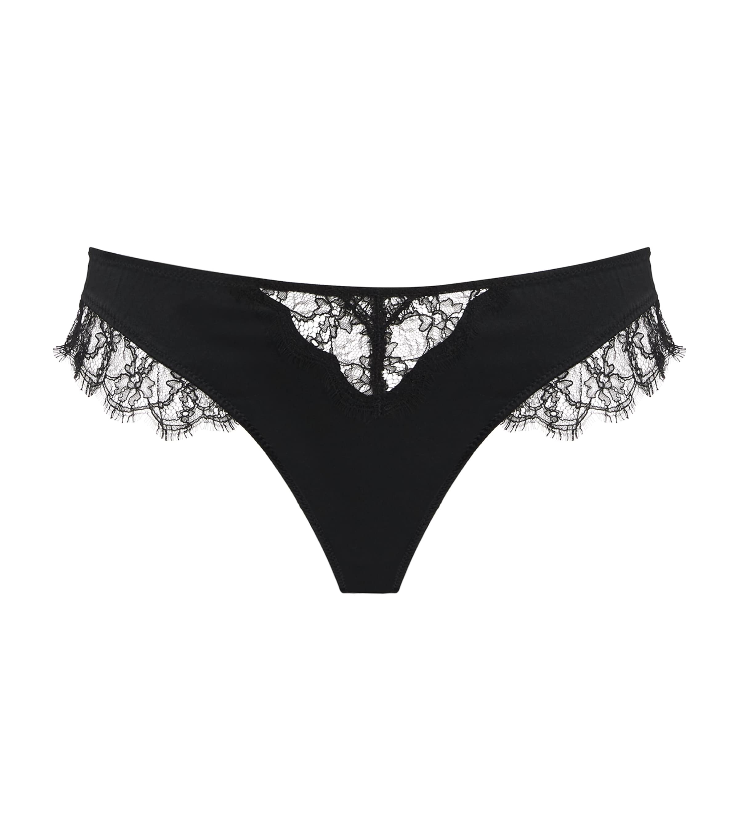 Stretch-Silk Lace-Insert Thong