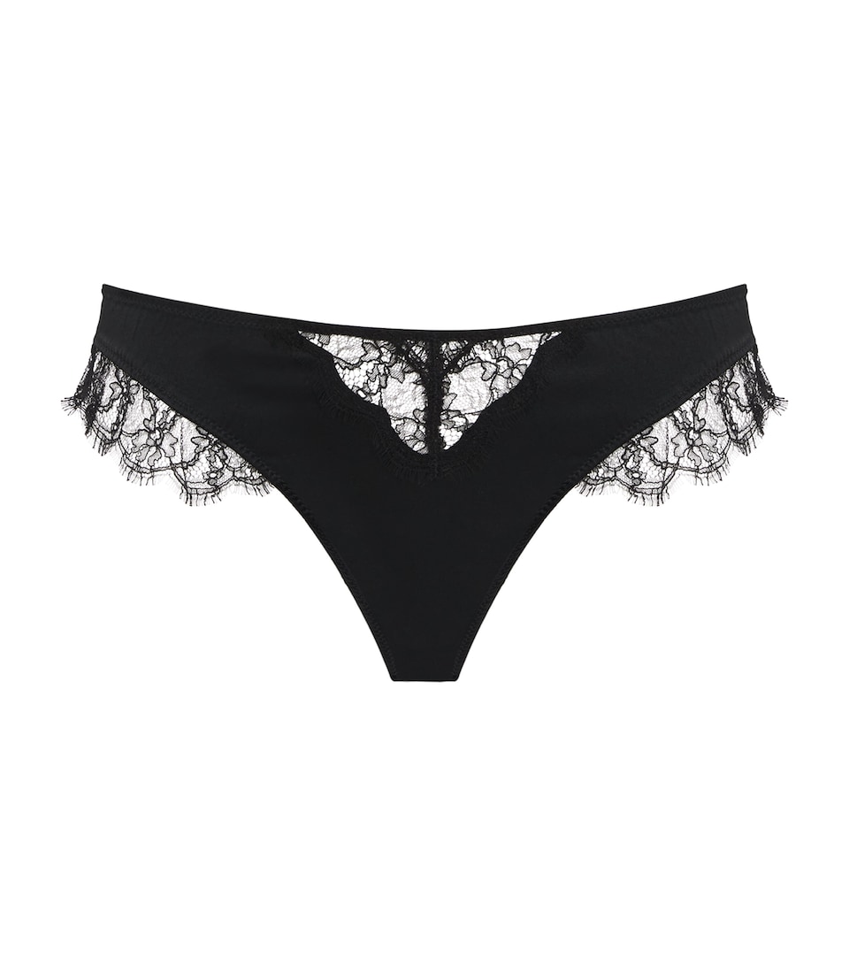 Stretch-Silk Lace-Insert Thong