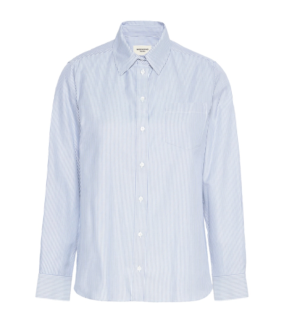 Weekend Max Mara Womens Cotton Striped Shirt Navy