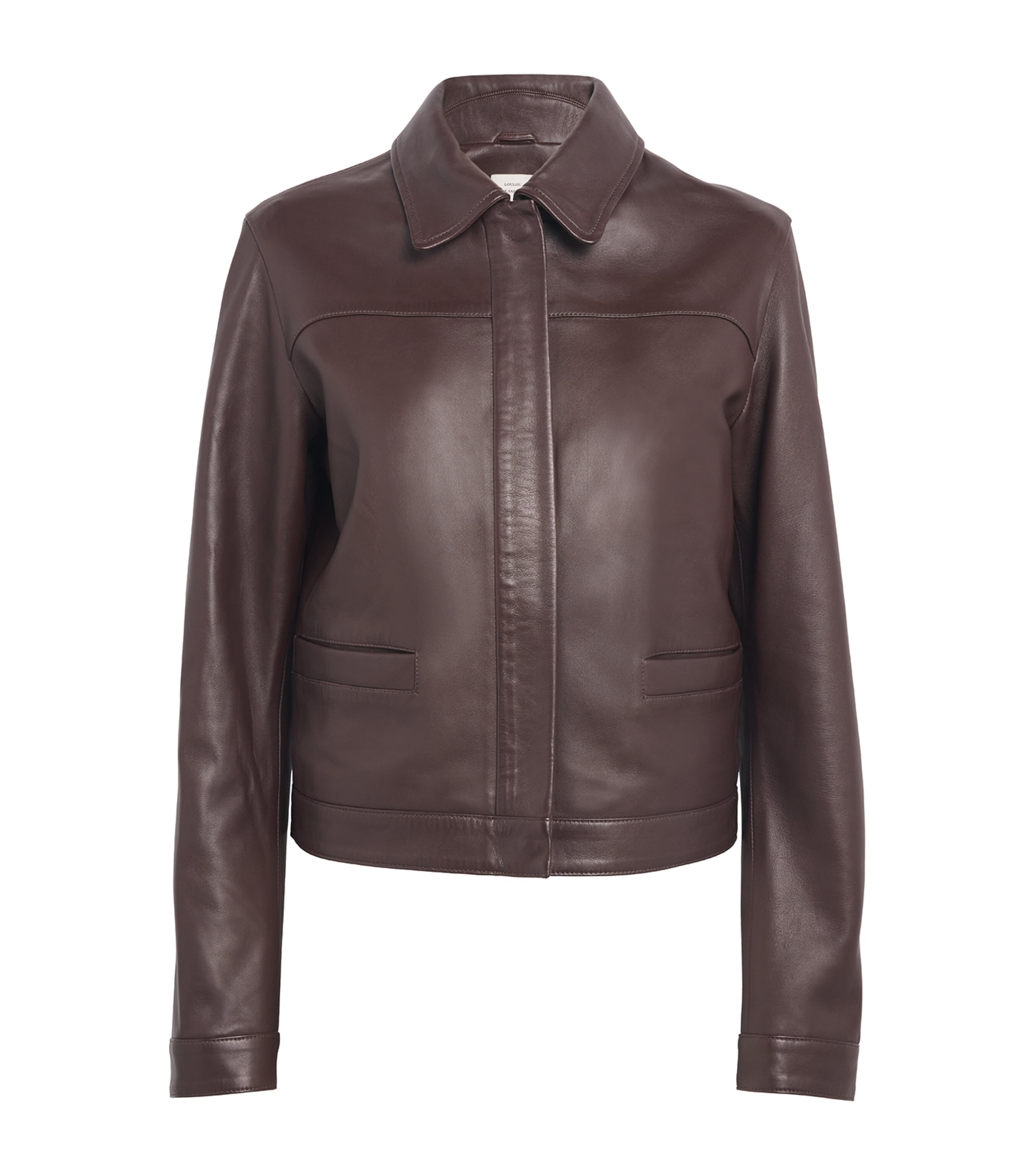 Loulou de Saison Womens Ascot Leather Jacket Brown