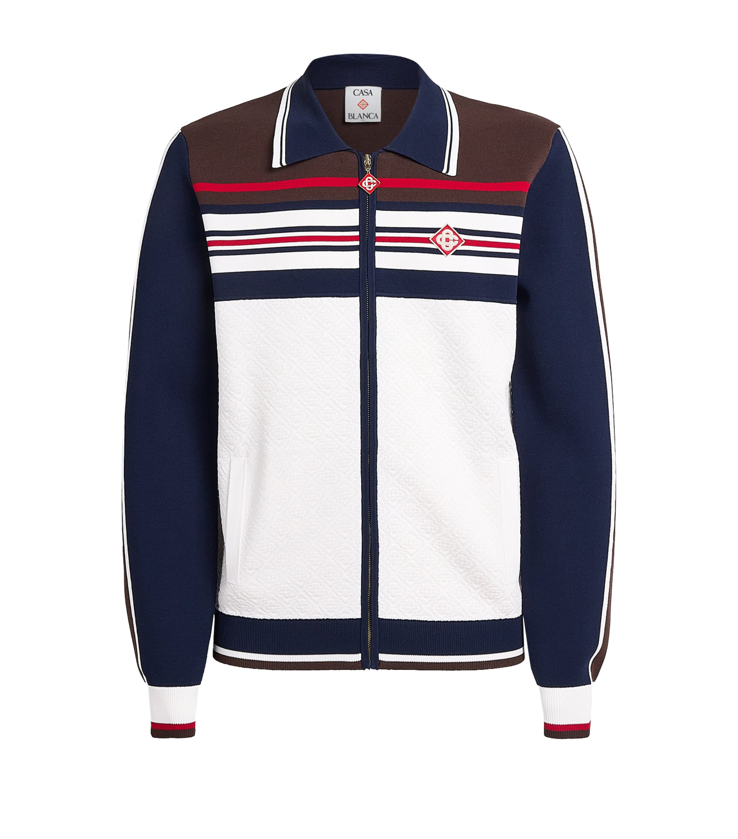 Casablanca Mens Logo Stripe Track Jacket White/brown/navy