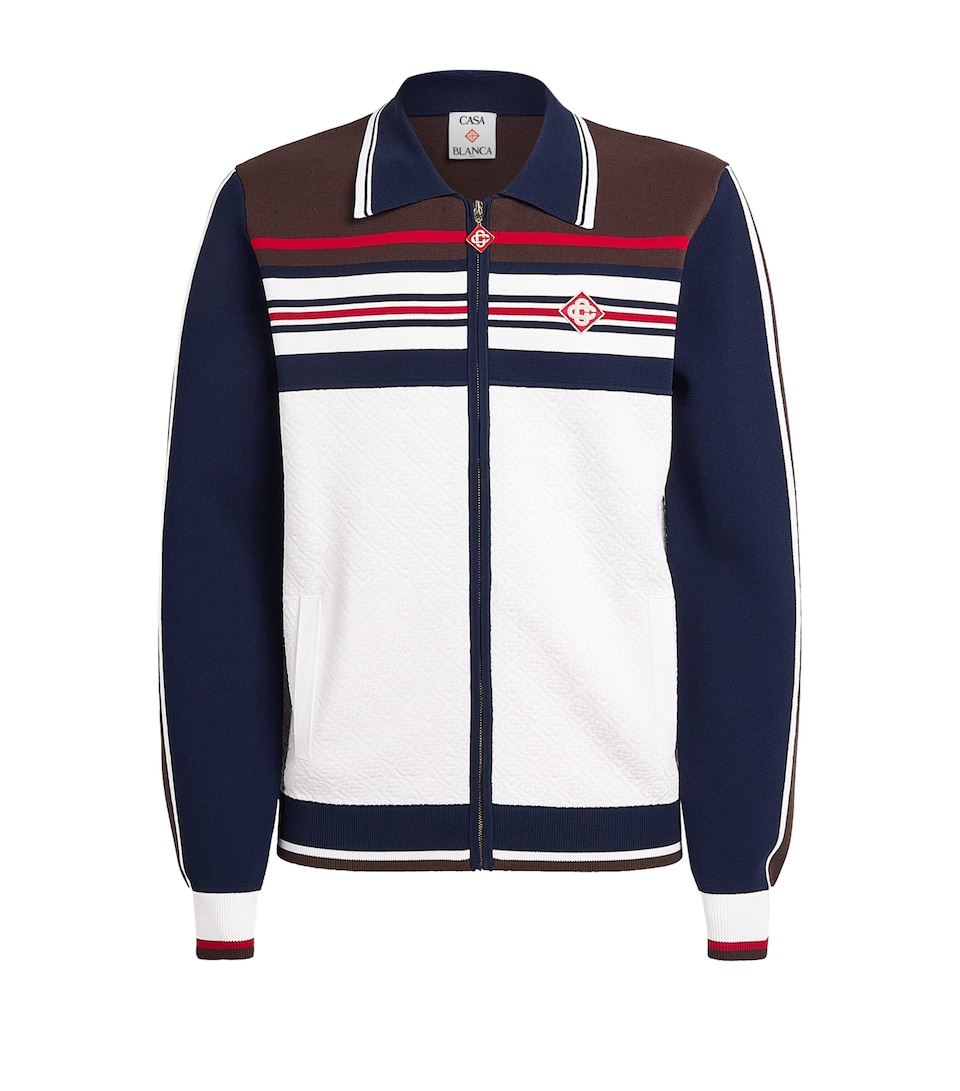 Casablanca Mens Logo Stripe Track Jacket White/brown/navy