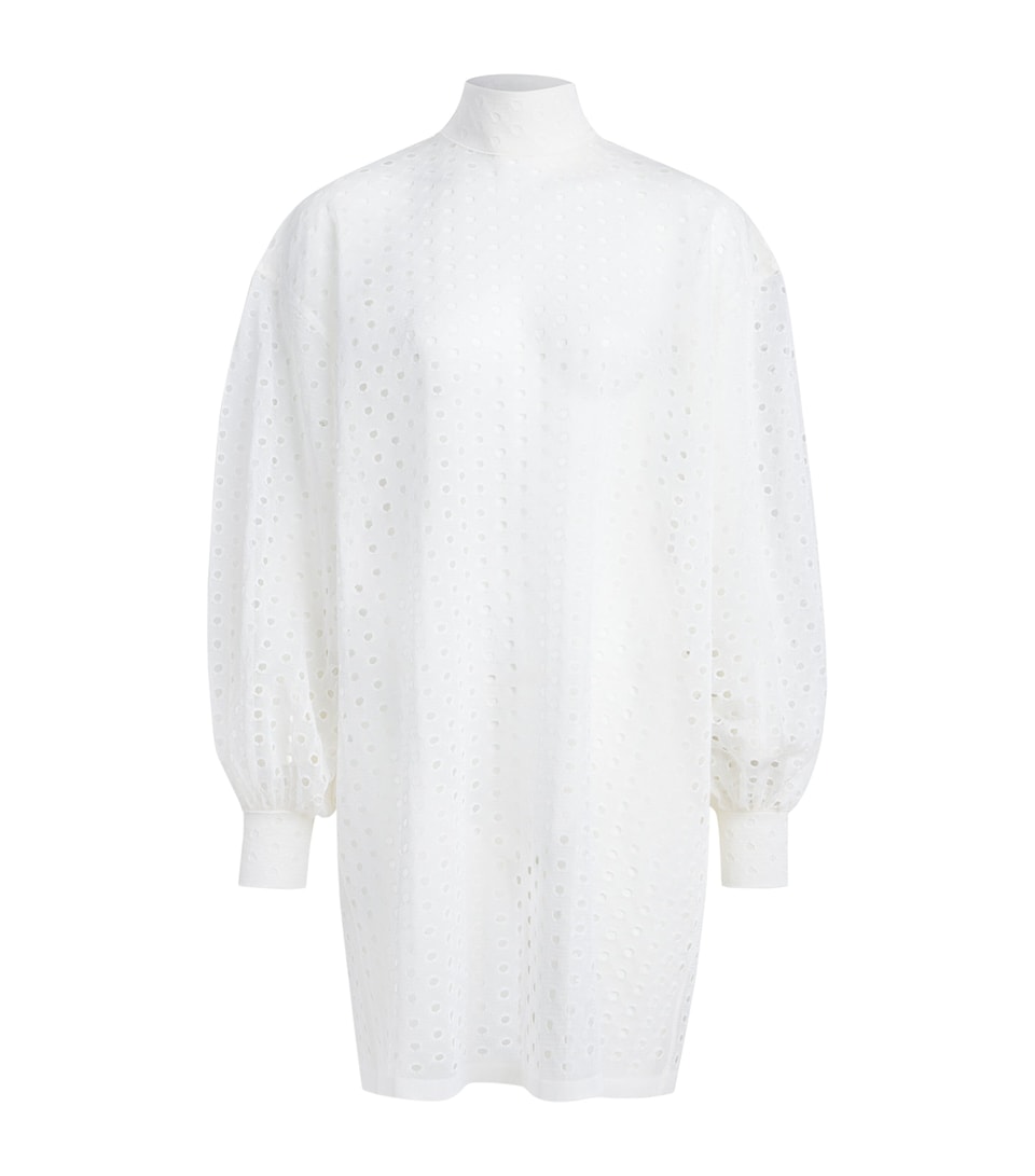Alaïa Womens Silk Eyelet Tunic Top White