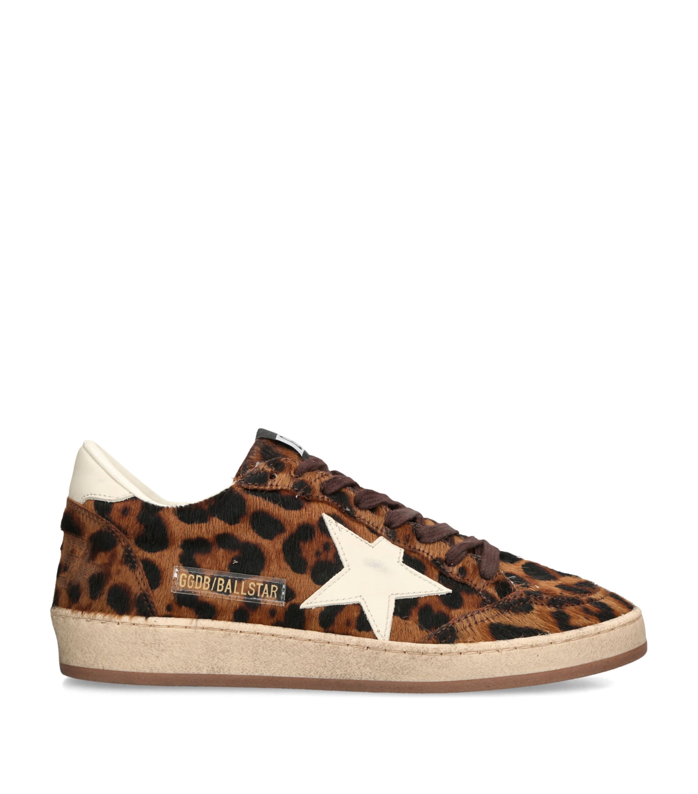 Golden Goose Pony Hair Leopard Print Ball Star Sneakers Dk.brn Com