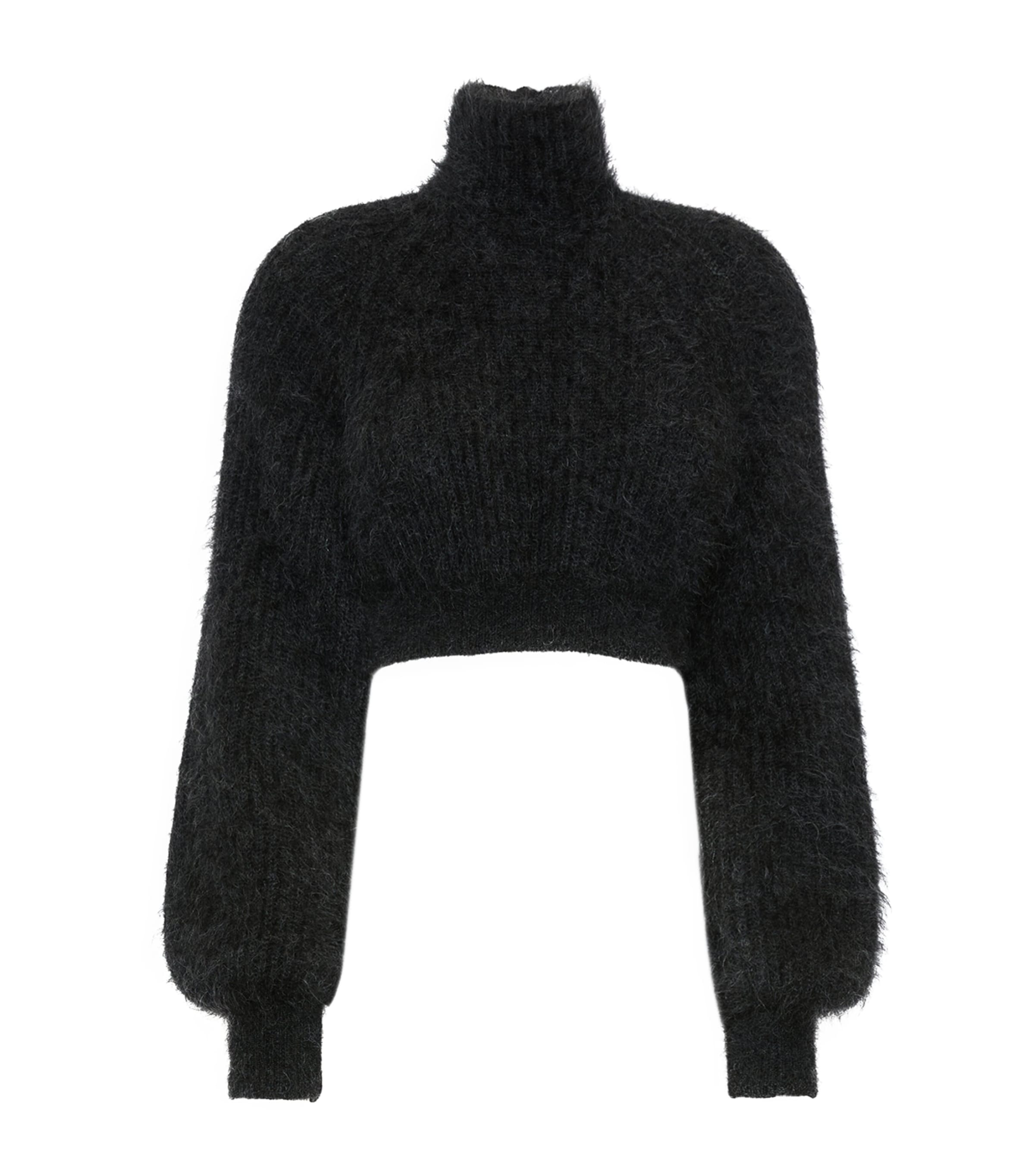 Max Mara Womens Mohair-Blend Cropped Sweater Dark Grey