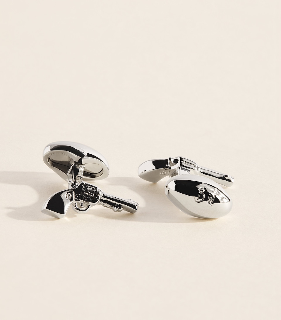 Babette Wasserman Rhodium-Plated Pistol Cufflinks Rhodium