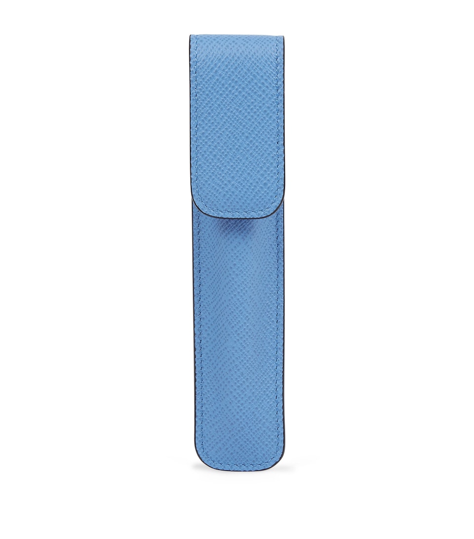 Smythson Panama Leather Pen Sleeve Nile Blue