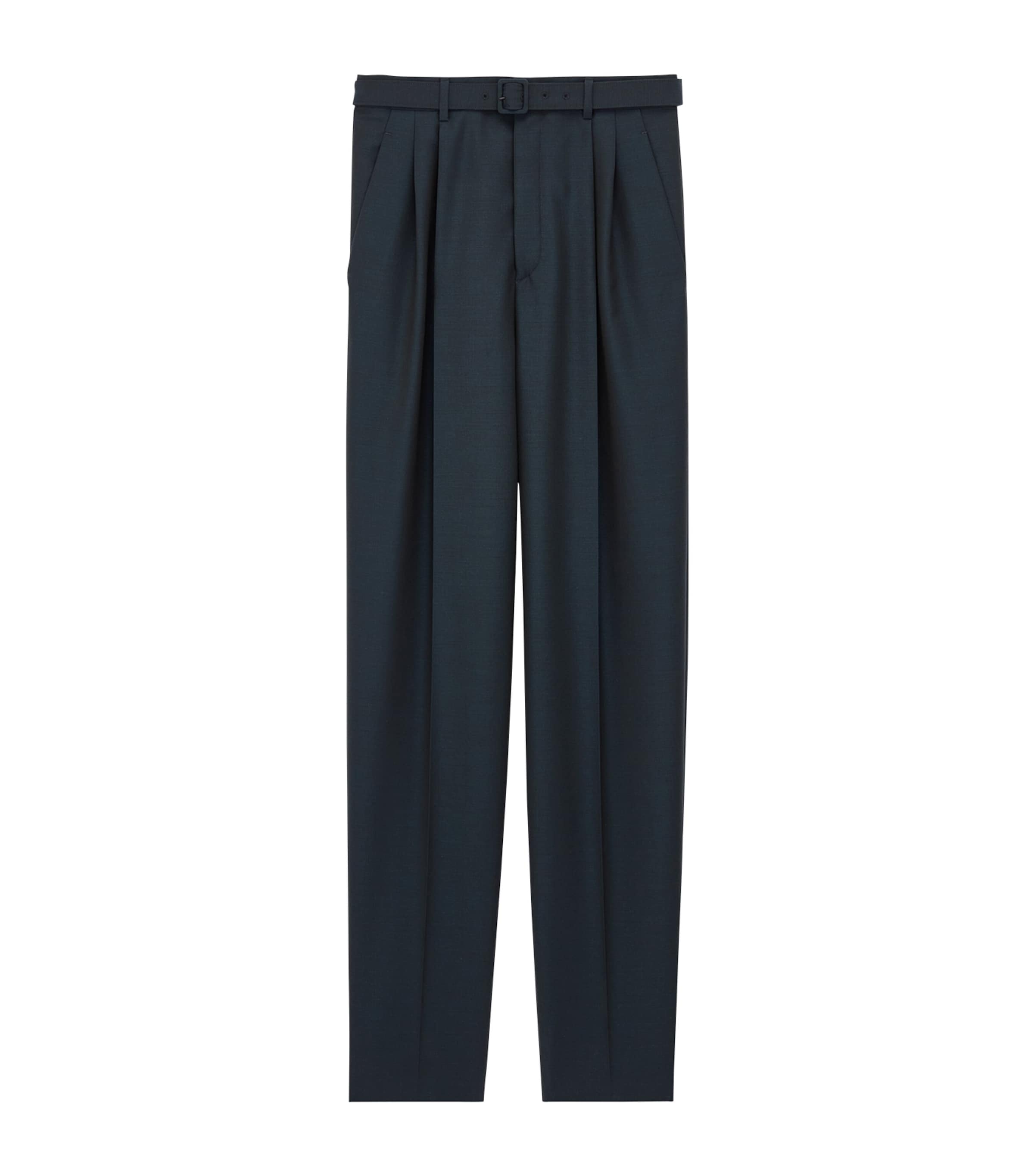 Wool-Mohair Pleated Trousers