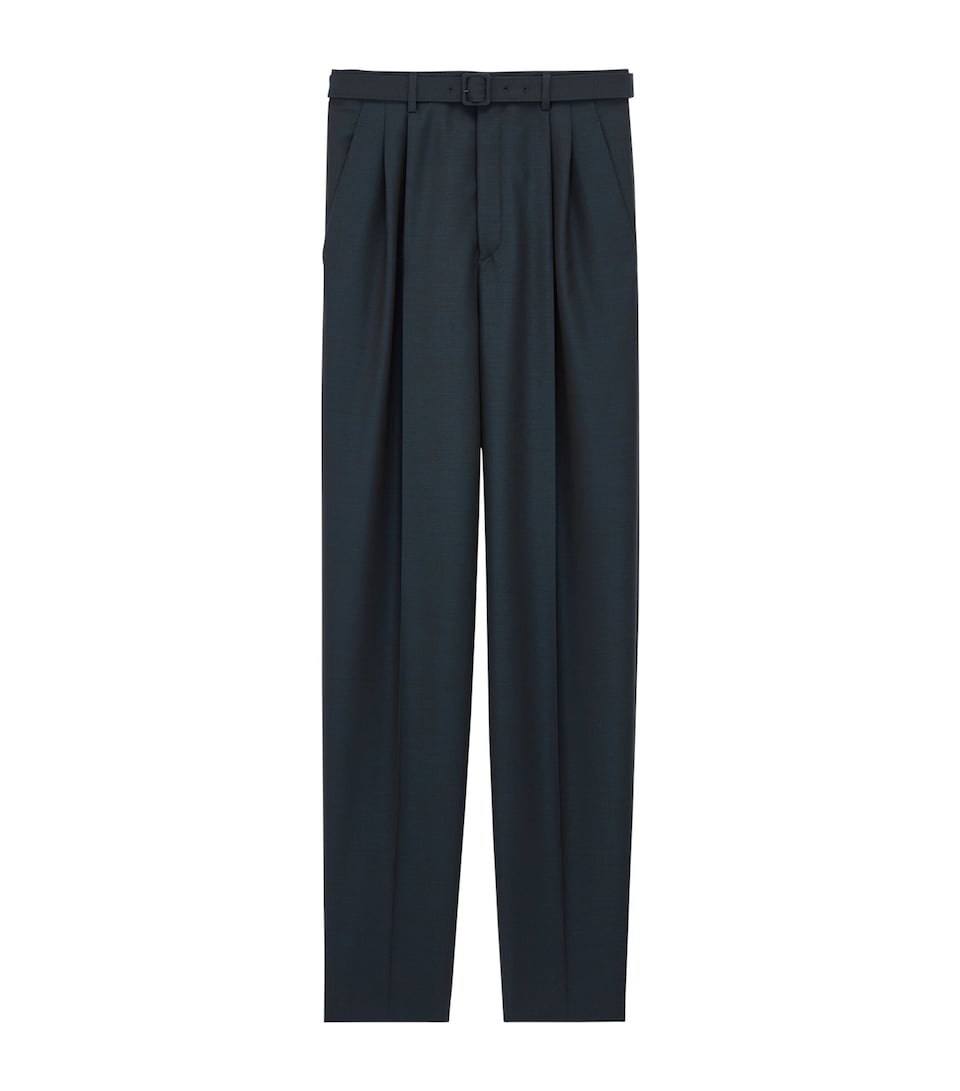 Wool-Mohair Pleated Trousers