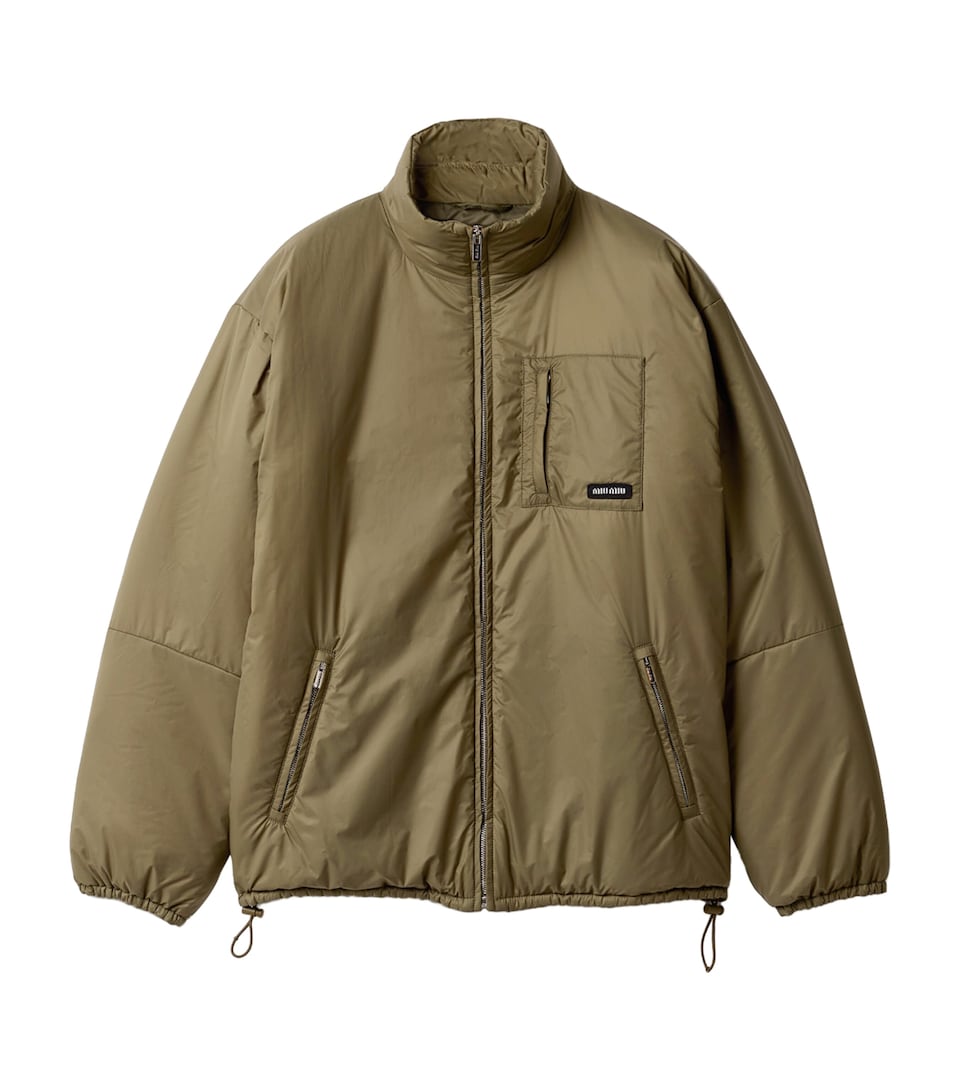 Miu Miu Womens Ripstop Funnel-Neck Puffer Jacket Green