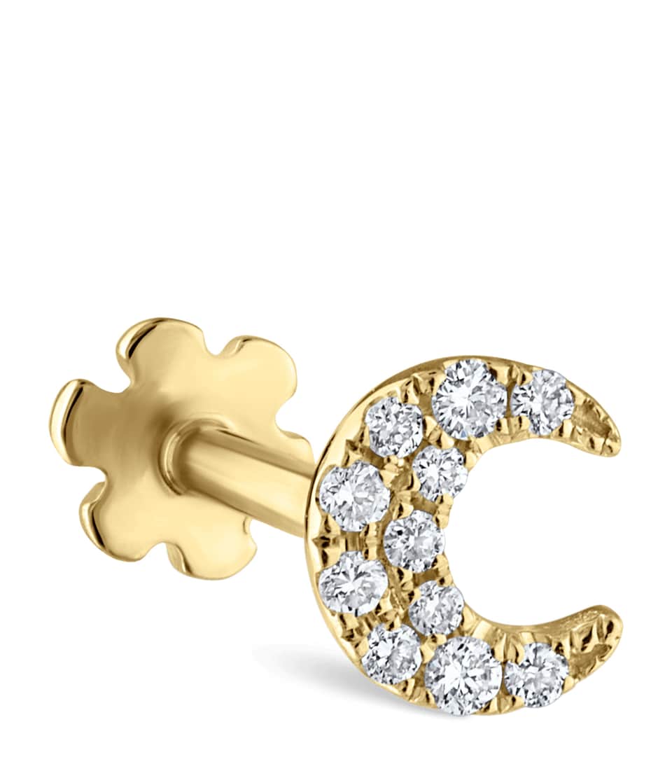 Diamond Moon Single Threaded Stud Earring (4.5mm)