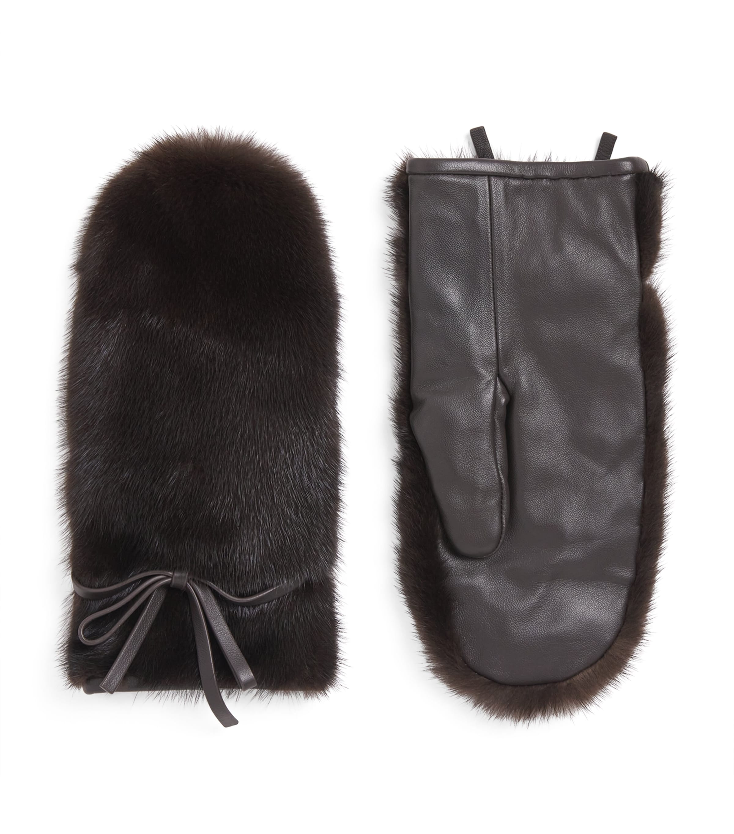 Mink Fur-Leather Mittens