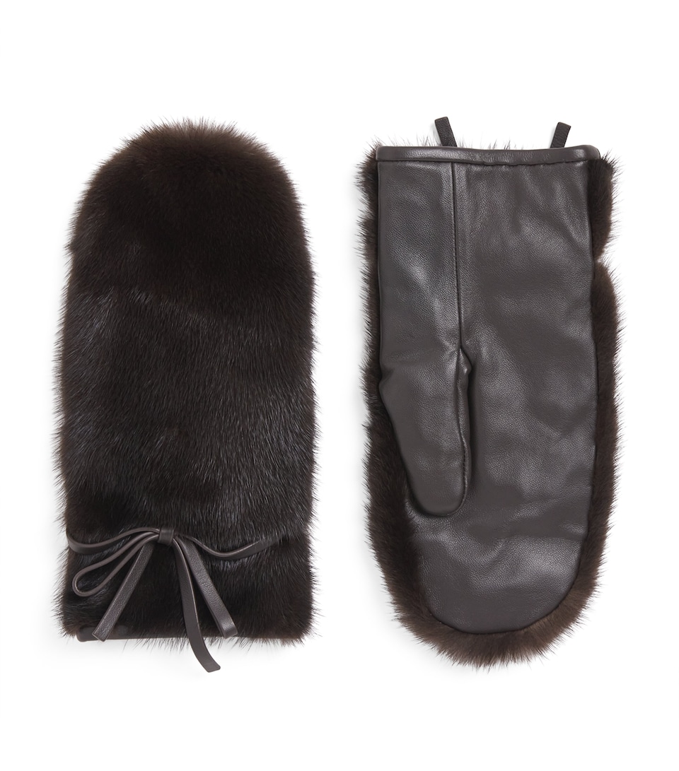 Mink Fur-Leather Mittens
