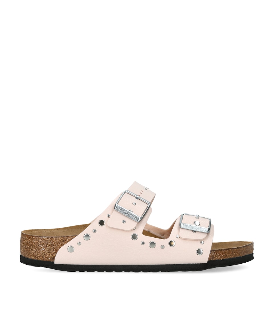 Birkenstock Kids Leather Rivet Arizona Sandals Pale Pink