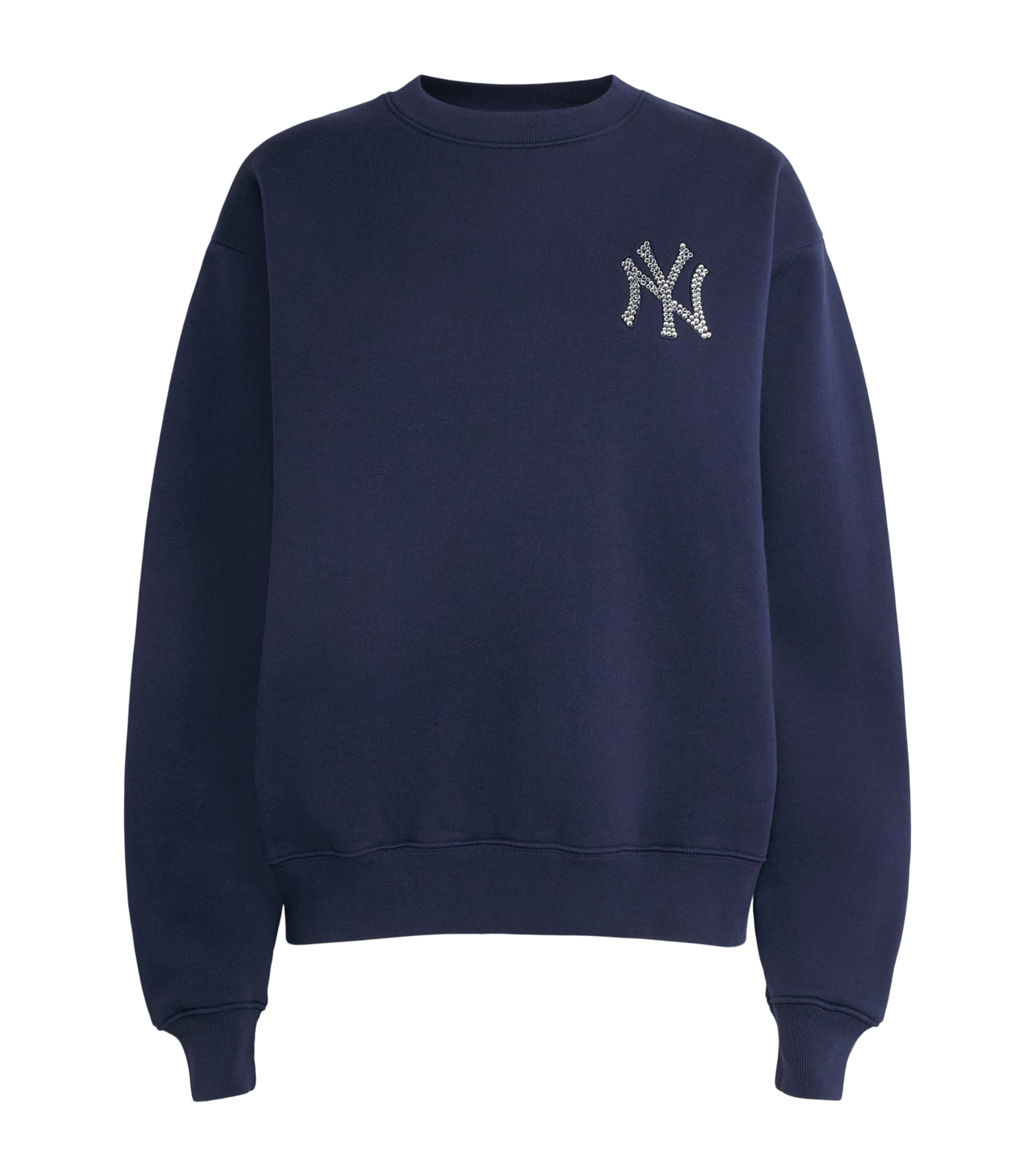 Sporty & Rich Womens x The New York Yankees Embellished Sweatshirt Dark Navy/white