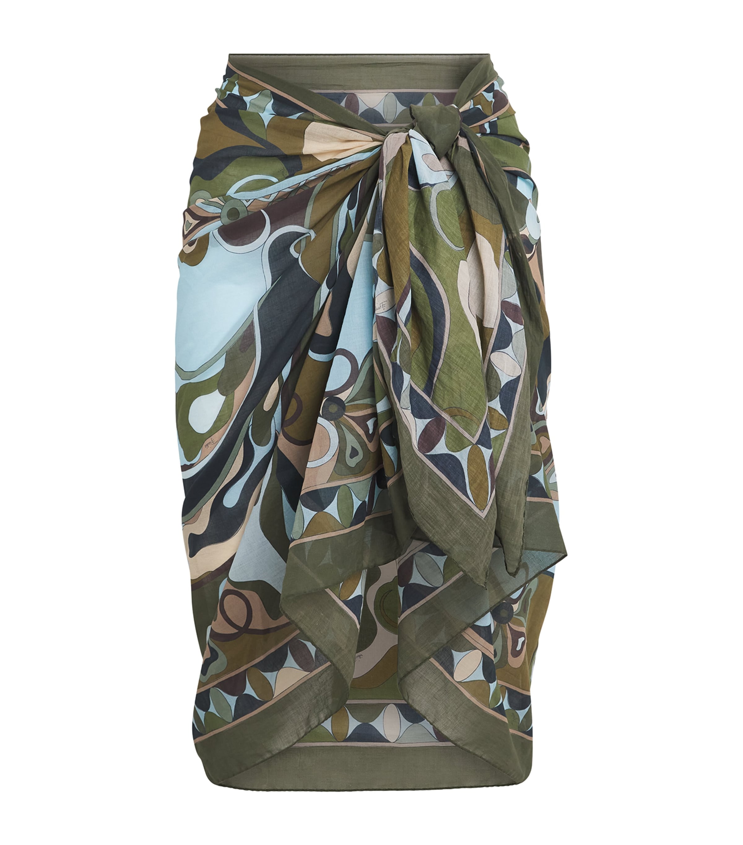 PUCCI Womens Cotton Printed Sarong Khaki