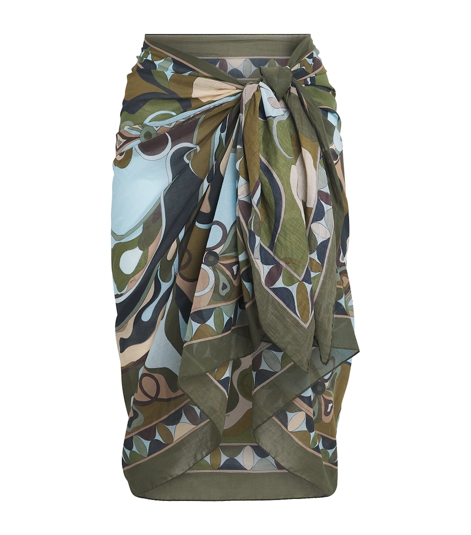 PUCCI Womens Cotton Printed Sarong Khaki