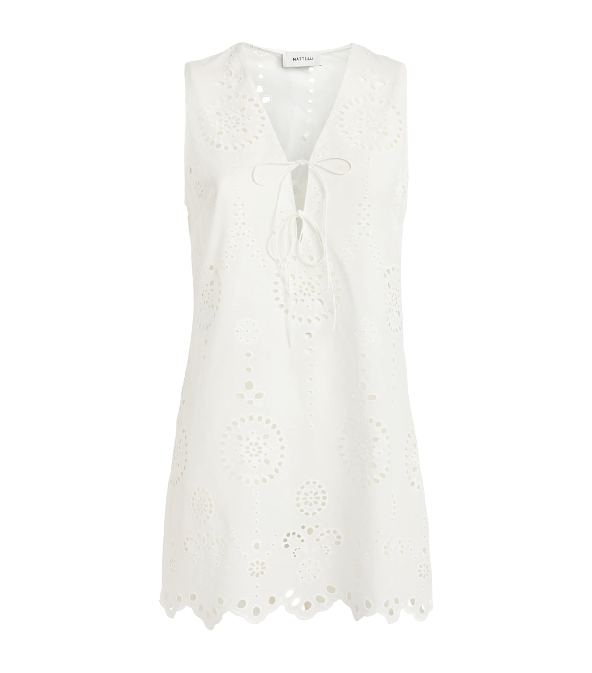 Matteau Womens Broderie Anglaise Tunic Mini Dress Whitewhi