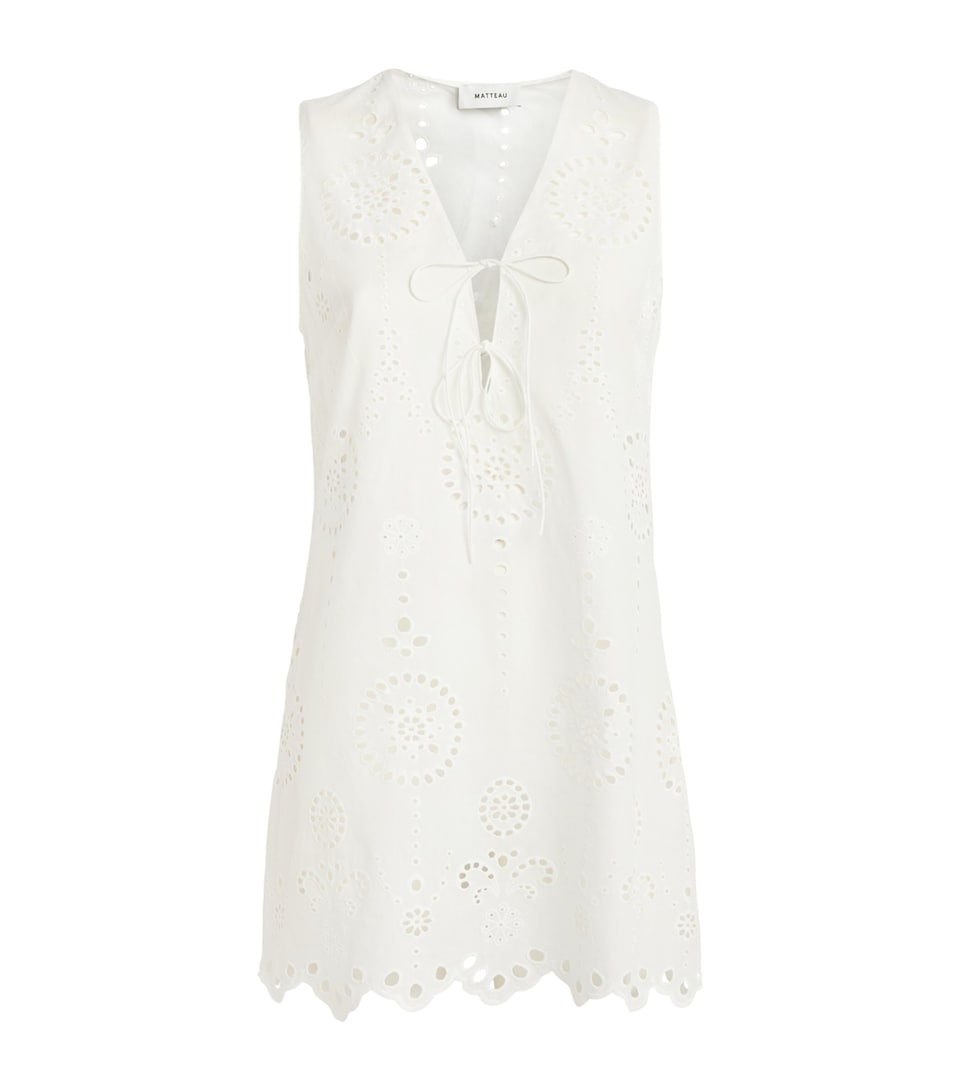 Matteau Womens Broderie Anglaise Tunic Mini Dress Whitewhi