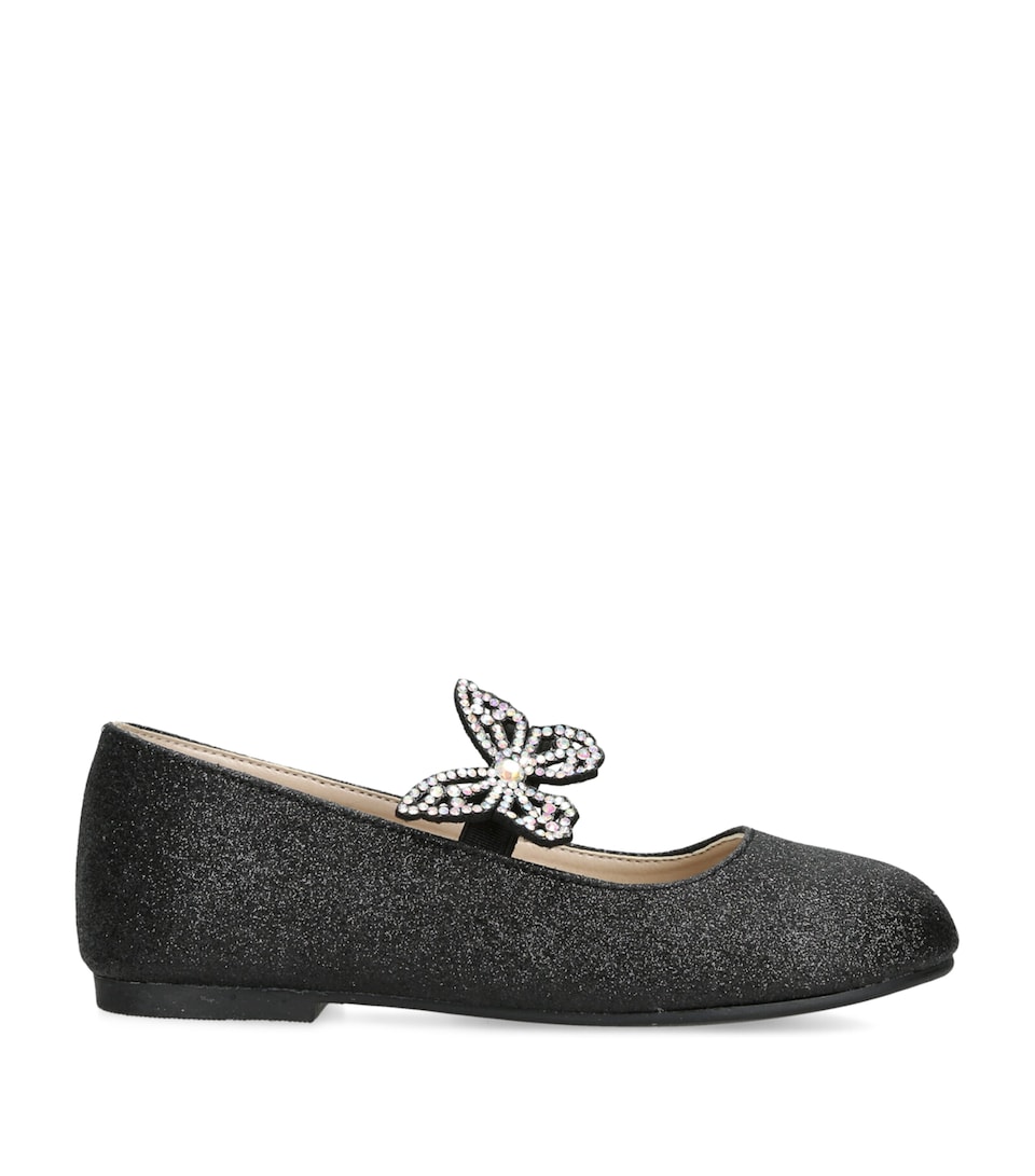 BabyWalker Sparkle Butterfly Ballet Flats Black