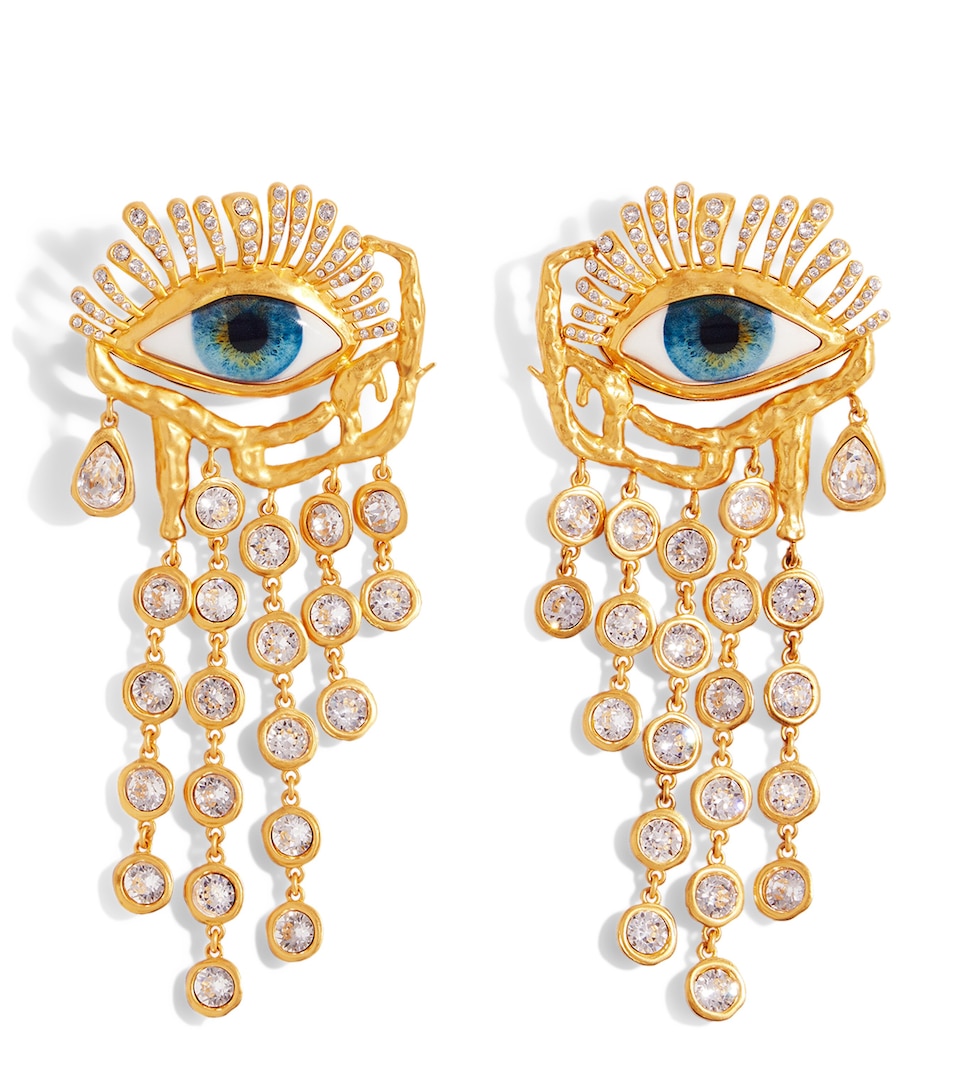 Schiaparelli Gaze Pendant Drop Earrings Or/strasse