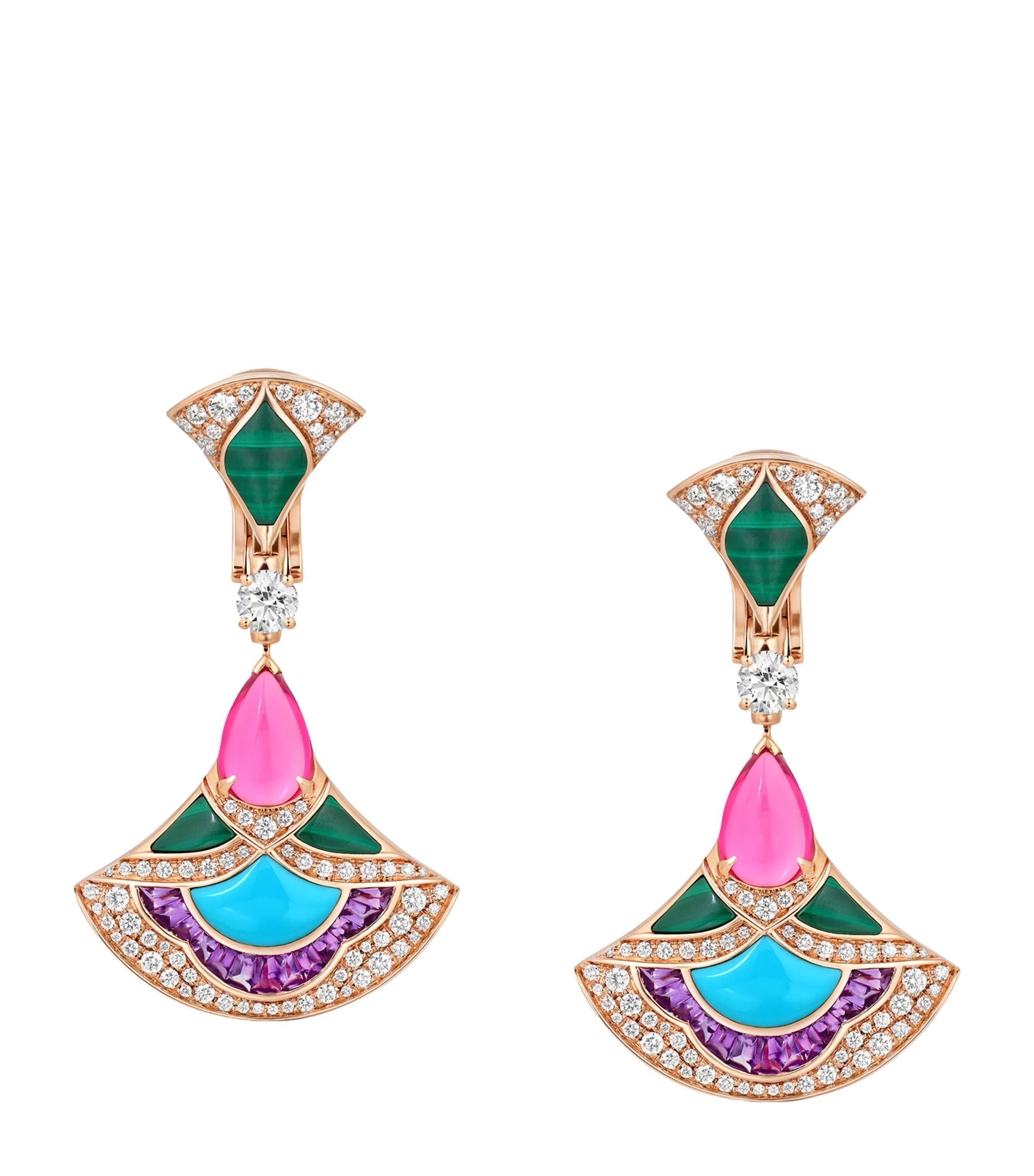 Bvlgari Rose Gold, Diamond and Amethyst Divas’ Dream Drop Earrings Rose Gold