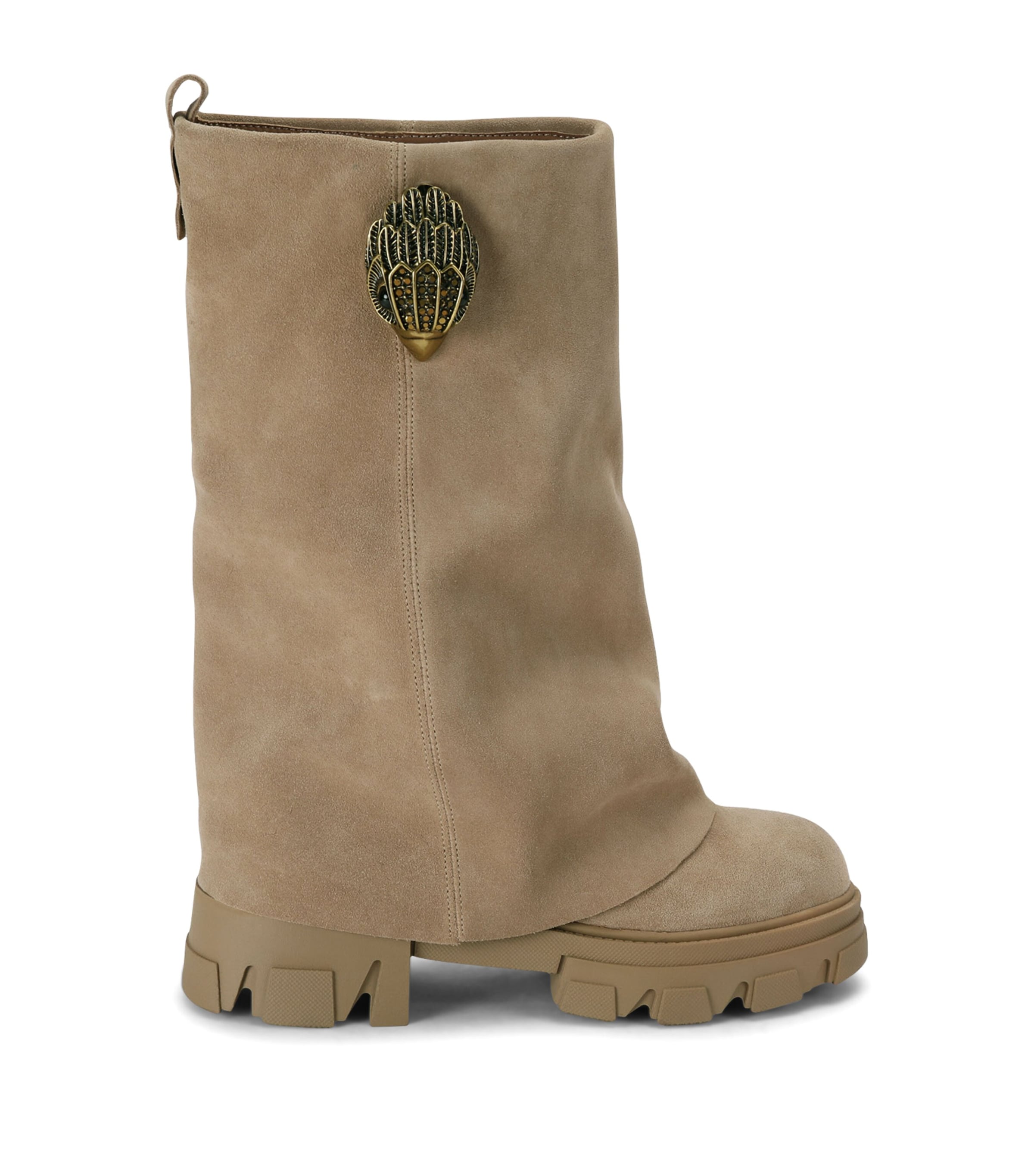 Kurt Geiger London Suede Stomp Foldover Boots 50 Beige