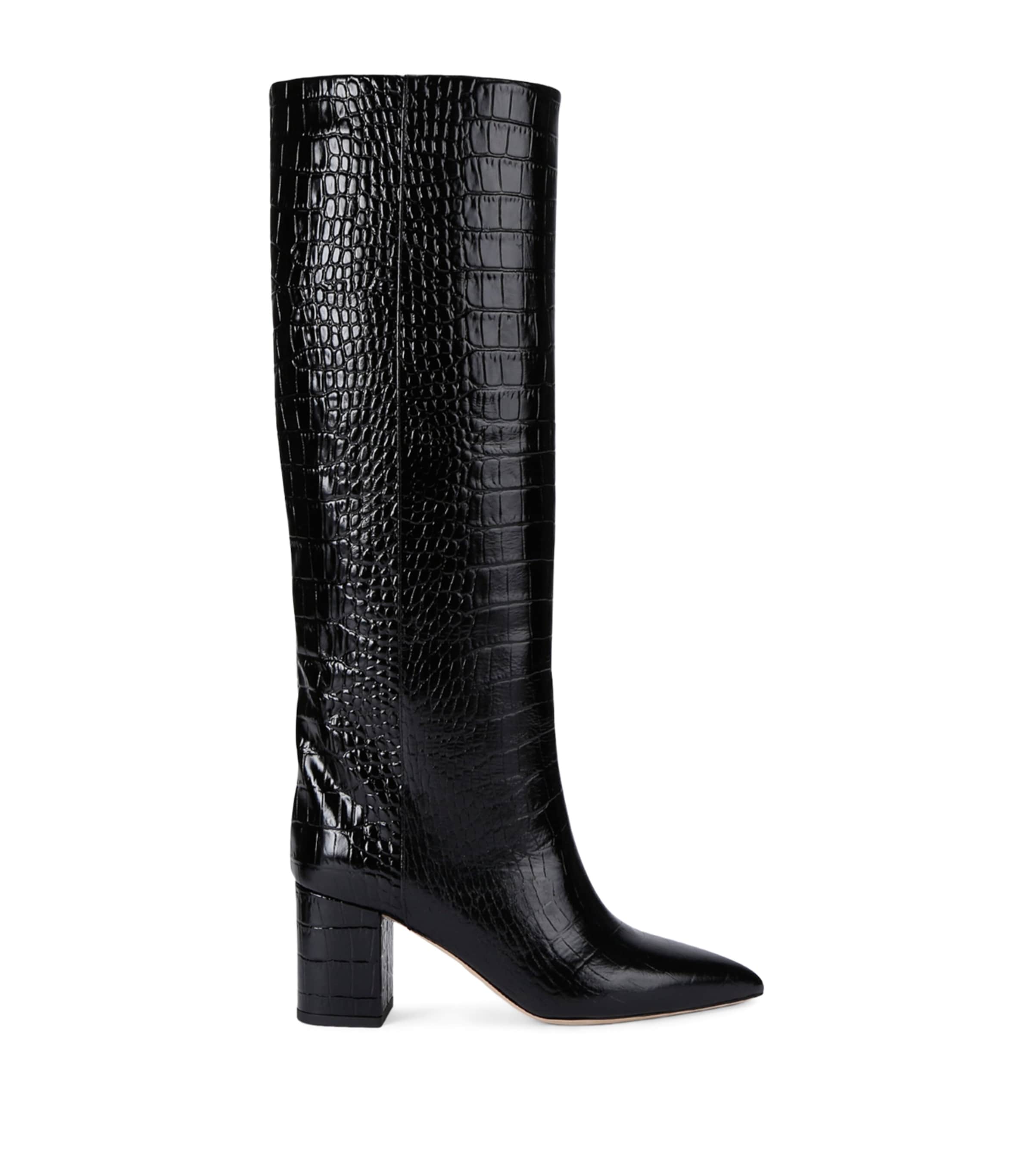 Paris Texas Croc-Embossed Leather Anja Knee-High Boots 70 Black