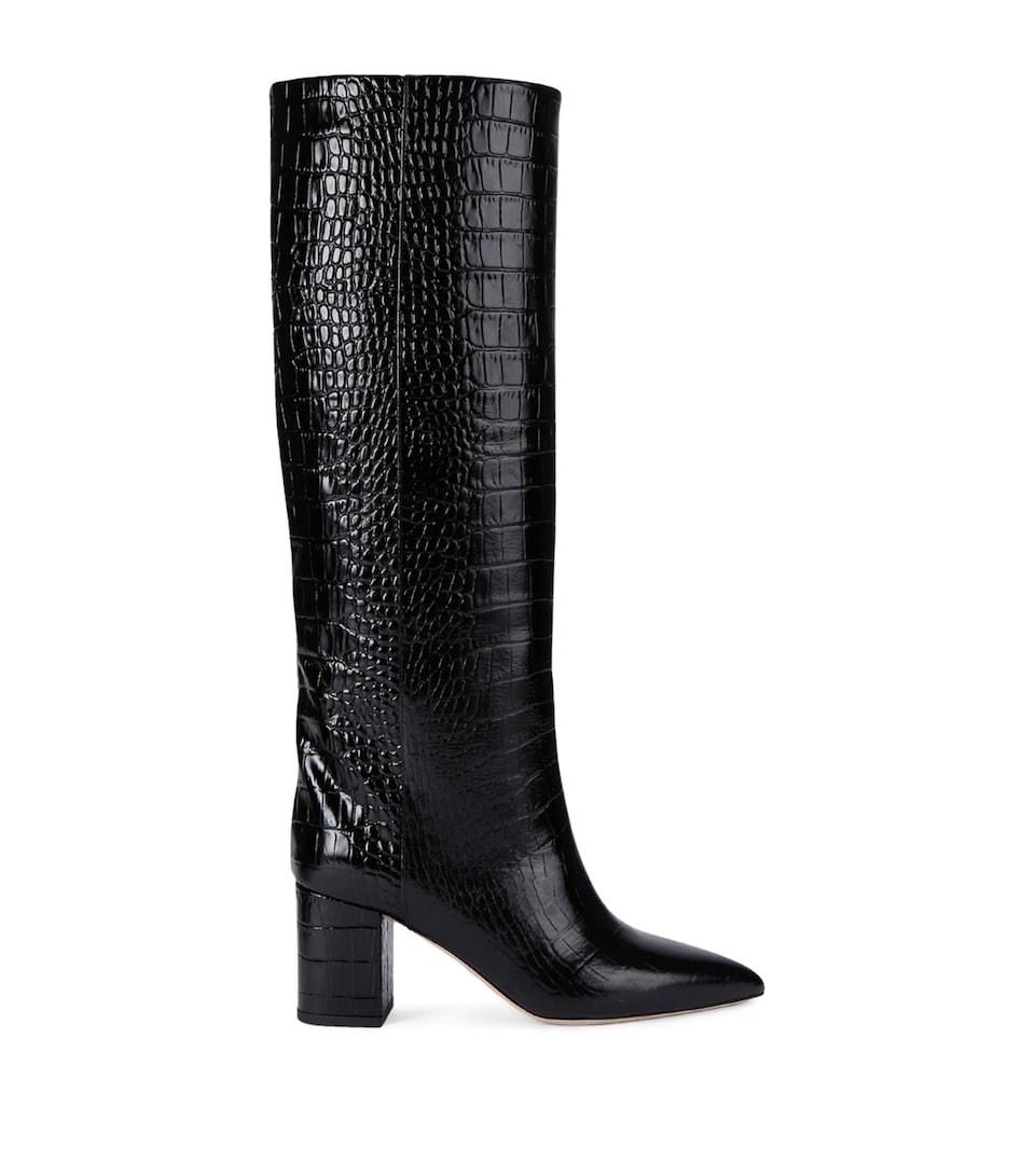 Paris Texas Croc-Embossed Leather Anja Knee-High Boots 70 Black