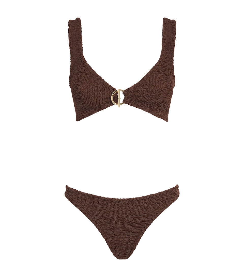 Hunza G Womens V-Neck T-Bar Harlow Bikini Metallic Chocolate