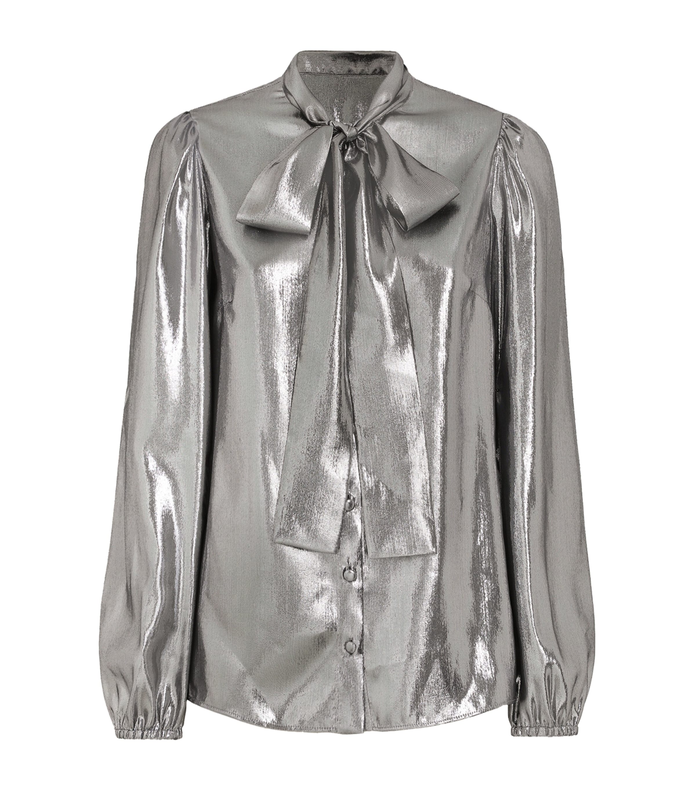Silk-Blend Metallic Blouse