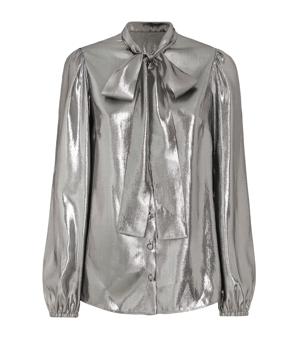 Silk-Blend Metallic Blouse
