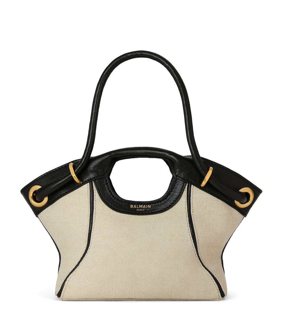 Balmain Womens Small Canvas Tote Bag Gte Naturel / Noir