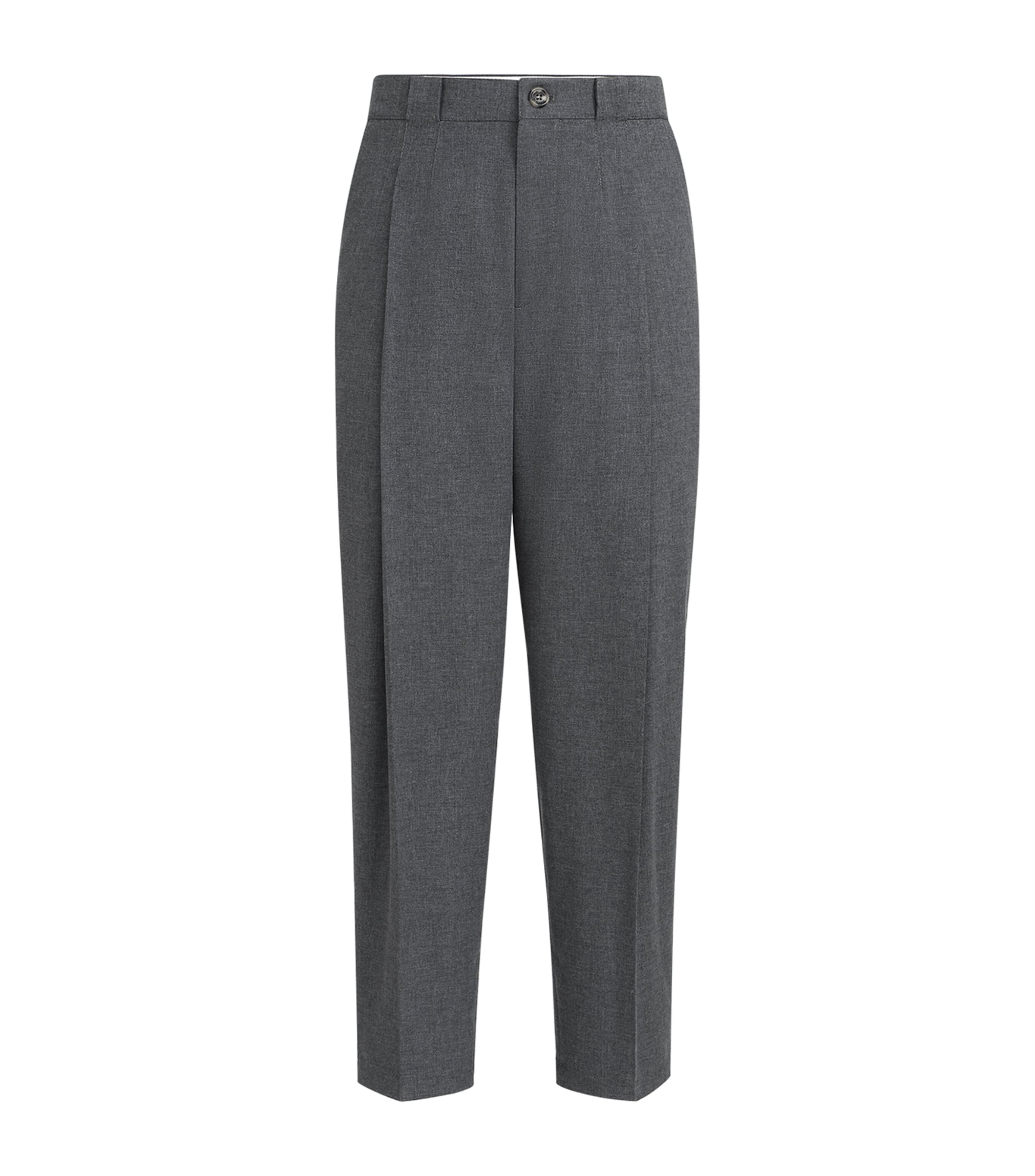 Brunello Cucinelli Mens Virgin Wool-Cotton-Silk Pleated Trousers