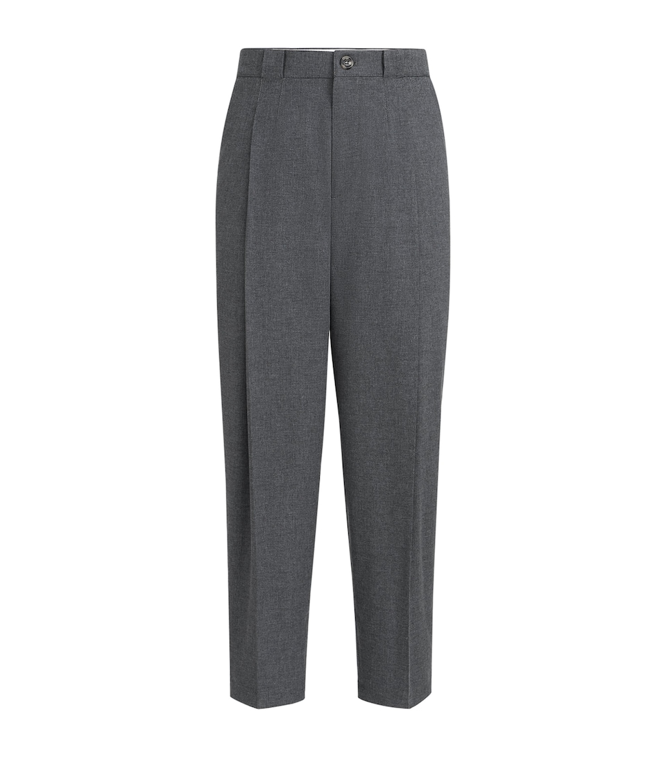 Brunello Cucinelli Mens Virgin Wool-Cotton-Silk Pleated Trousers