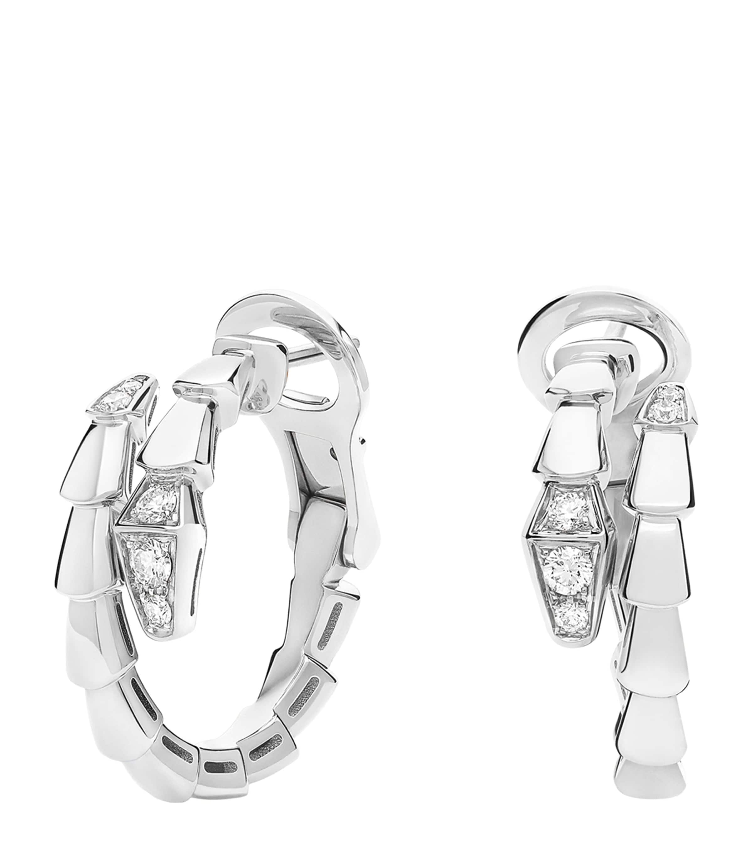 White Gold and Diamond Serpenti Viper Hoop Earrings