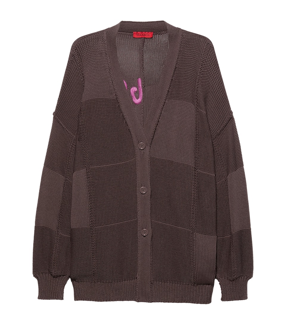 MAX&Co. Womens Cotton Slogan Longline Cardigan Coffee