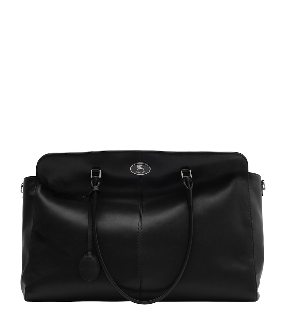 Burberry Leather Knight Stamp Tote Bag Black