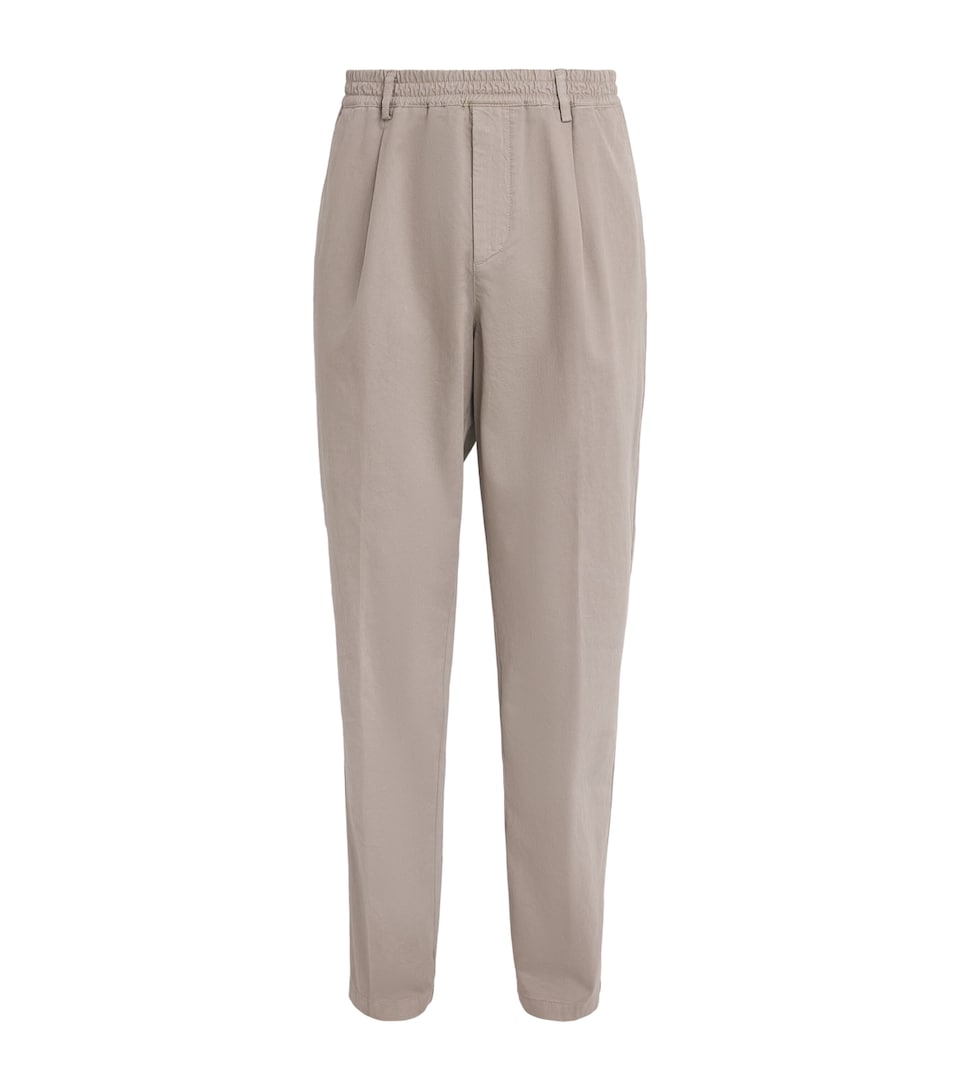 Eleventy Mens Stretch-Cotton Elasticated Trousers Cardamomo Chiaro