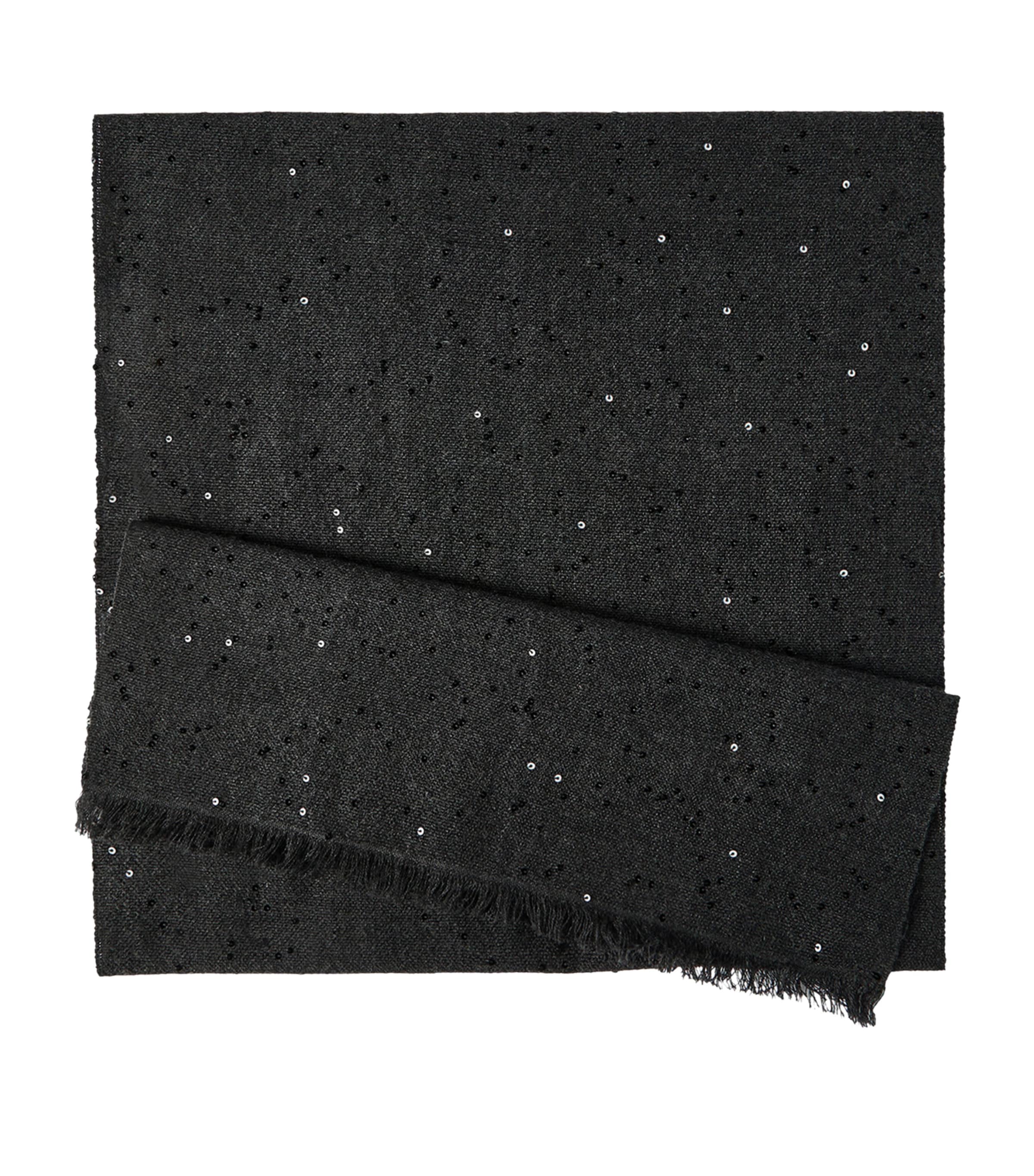 Brunello Cucinelli Womens Cashmere-Silk Embellished Scarf