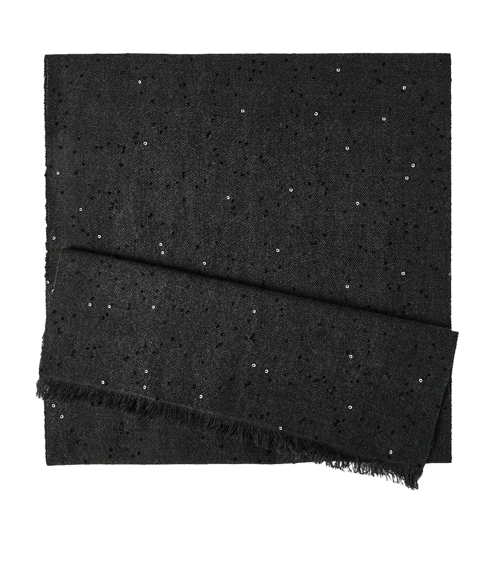 Brunello Cucinelli Womens Cashmere-Silk Embellished Scarf