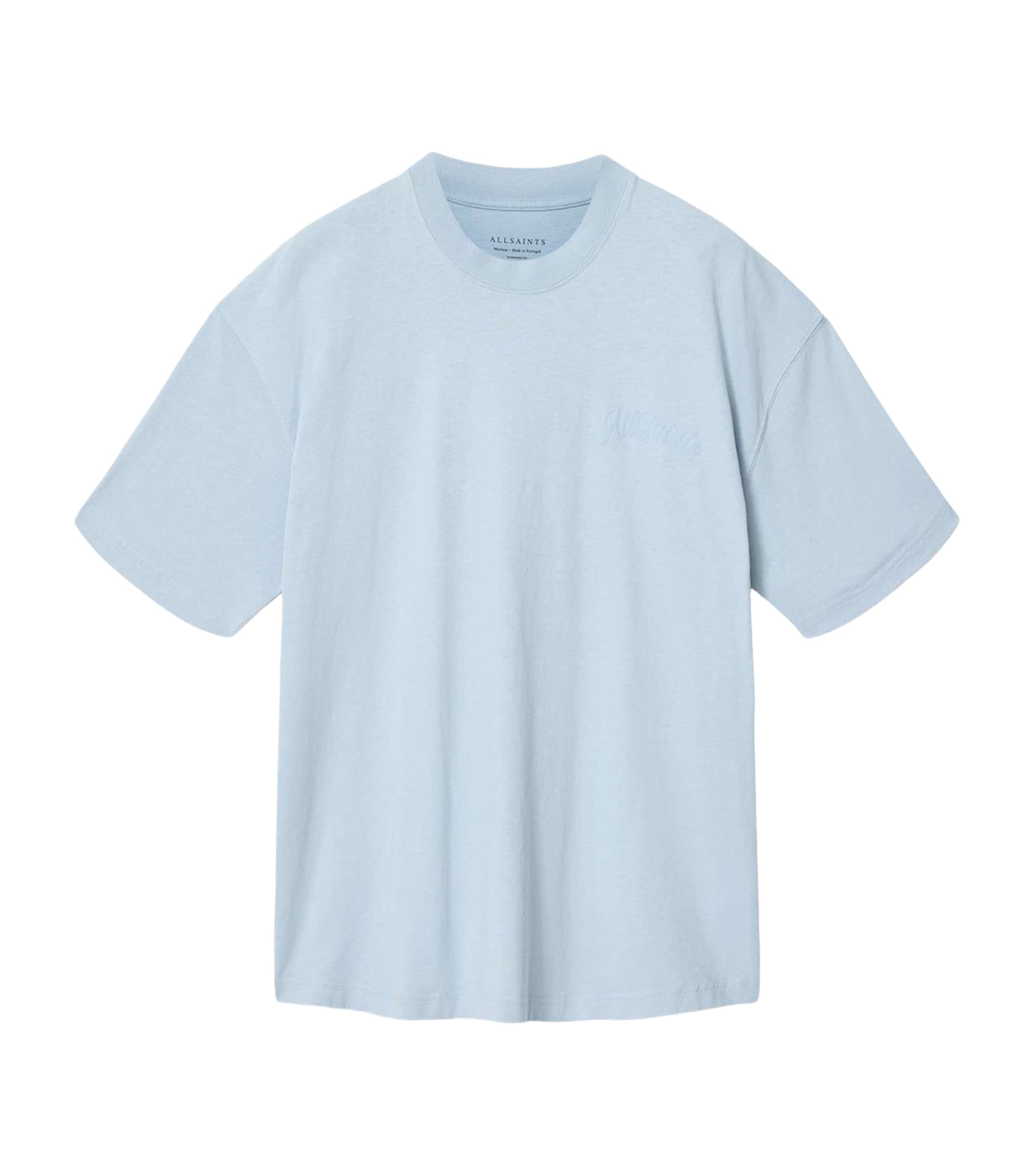 AllSaints Mens Organic Cotton Oversized Odyssey T-Shirt Salton Blue