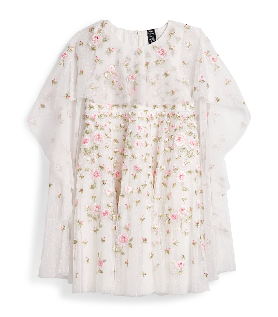 Needle & Thread Rose Bloom Cape Dress (3-6 Years) Swan White